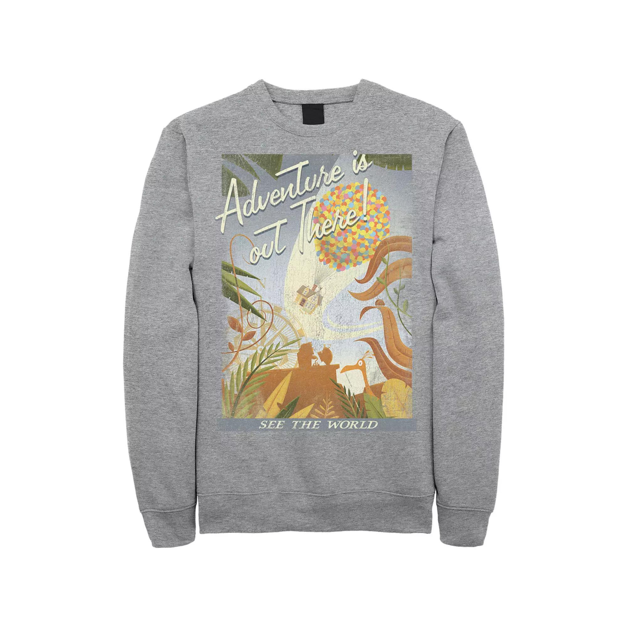 Disney / Pixar's Up Men's Poster Distressed Vintage Sweatshirt, Size: 3XL, Athletic Grey Product Image