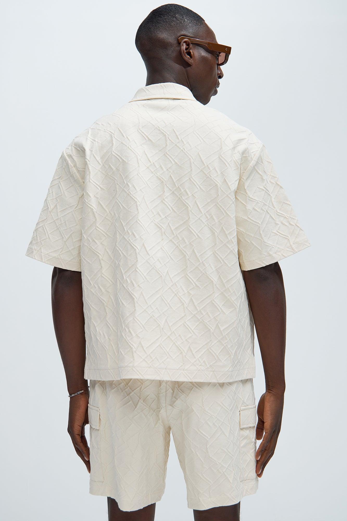 Gerrish Textured Boxy Shirt - Cream Product Image