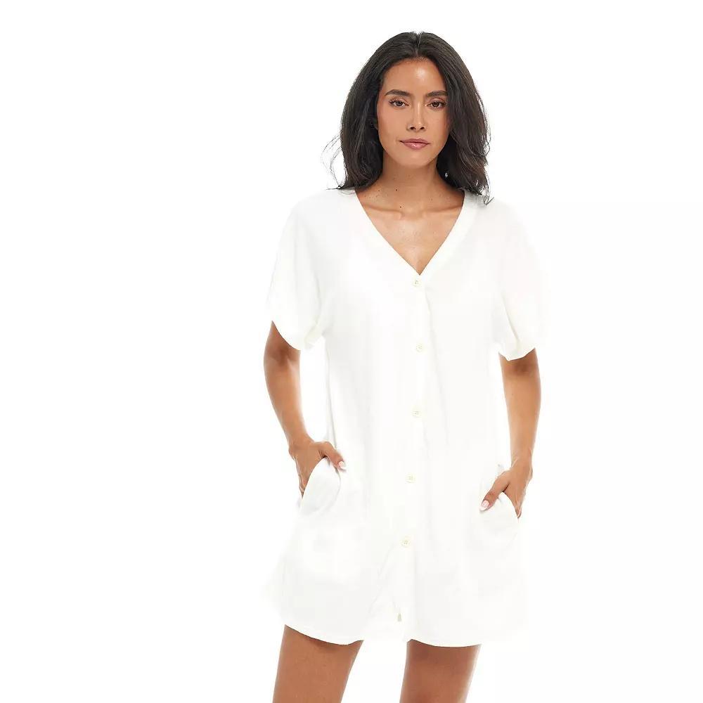 Plus Size Jordan Taylor Button Up Swim Cover Up with Pockets, Women's, Size: 2XL, White Product Image