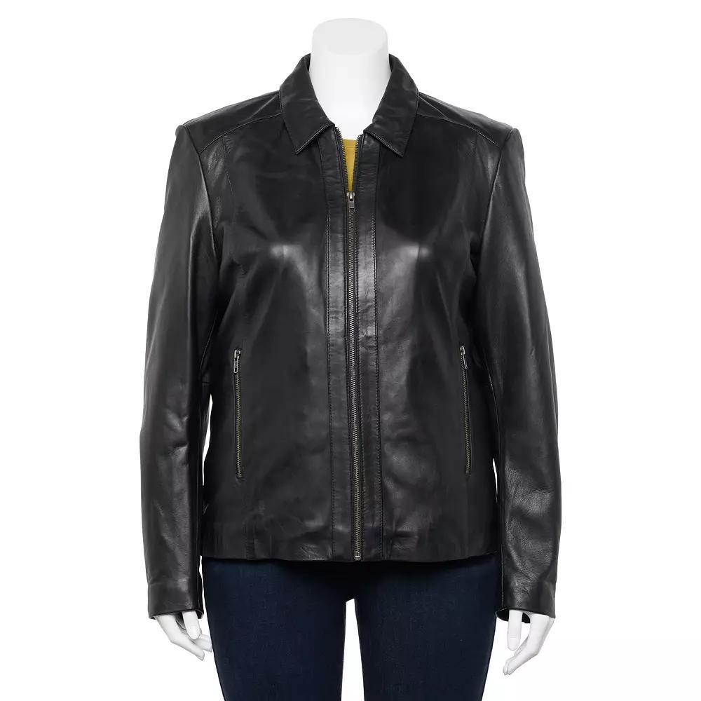 Plus Size Whet Blu Patricia Slim Fit Leather Jacket, Women's, Size: 5XL, Black Product Image