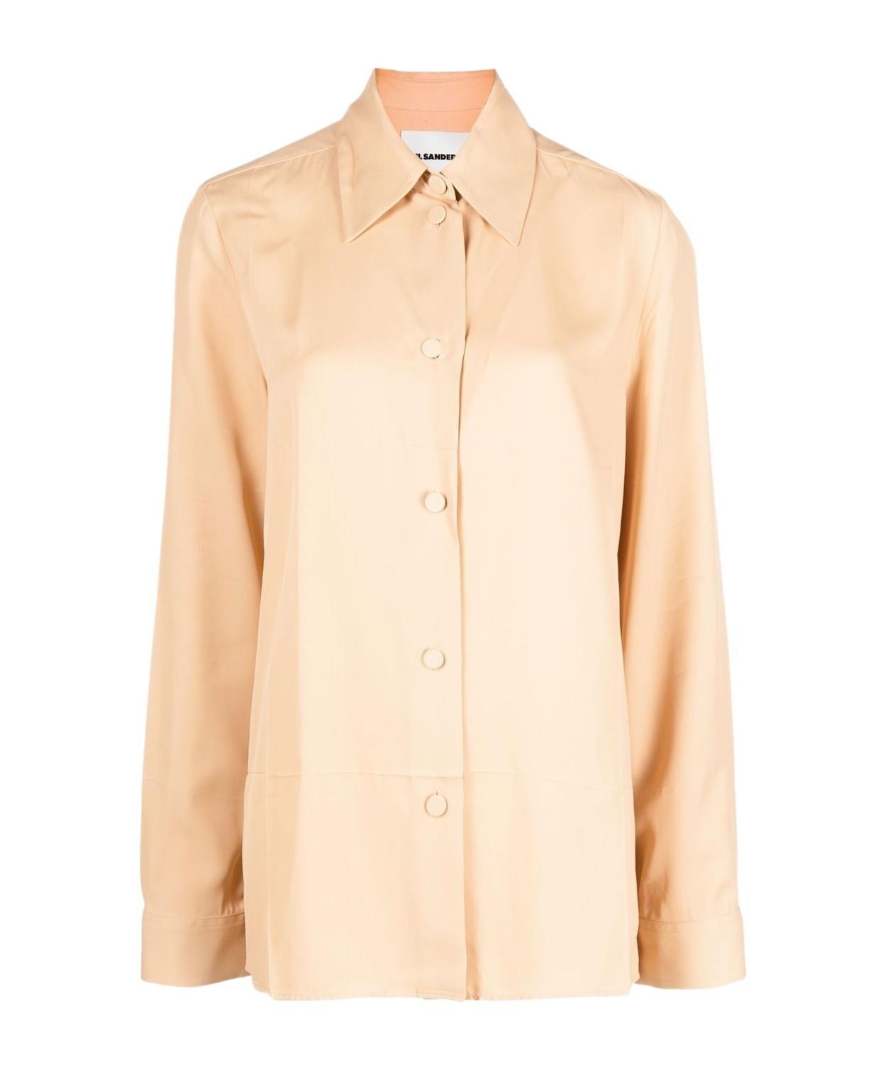 JIL SANDER Classic Collar Buttoned Blouse In Nude Product Image