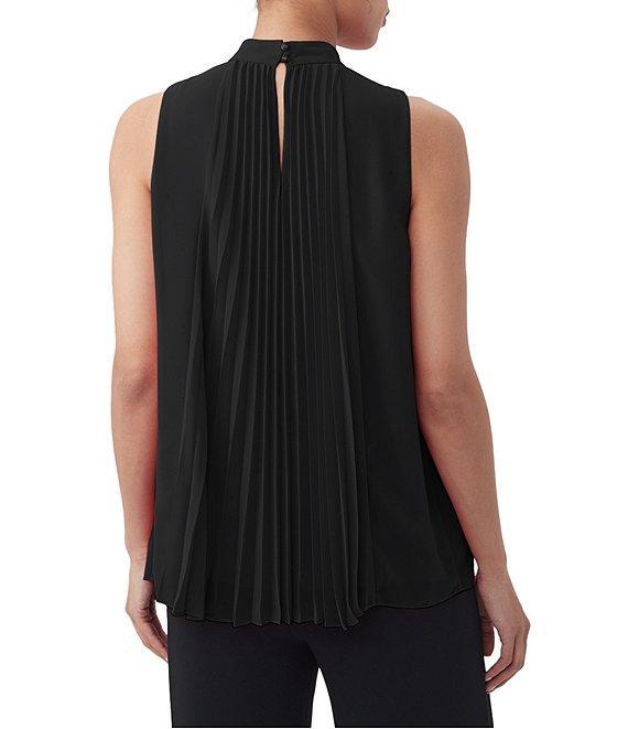 Trina Turk Farasha Georgette Mock Neck Sleeveless Pleated Panel Top Product Image