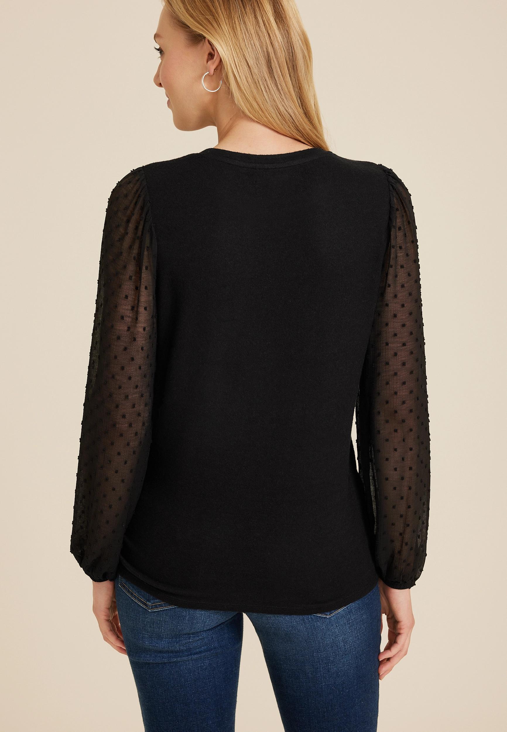 Clip Dot Sleeve Top Product Image