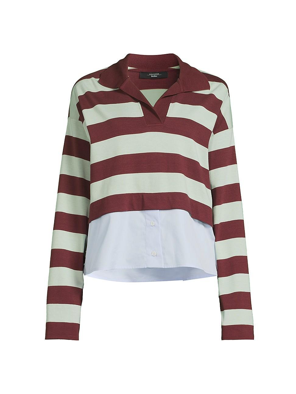 Womens Halle Striped Cotton-Blend Polo Shirt Product Image