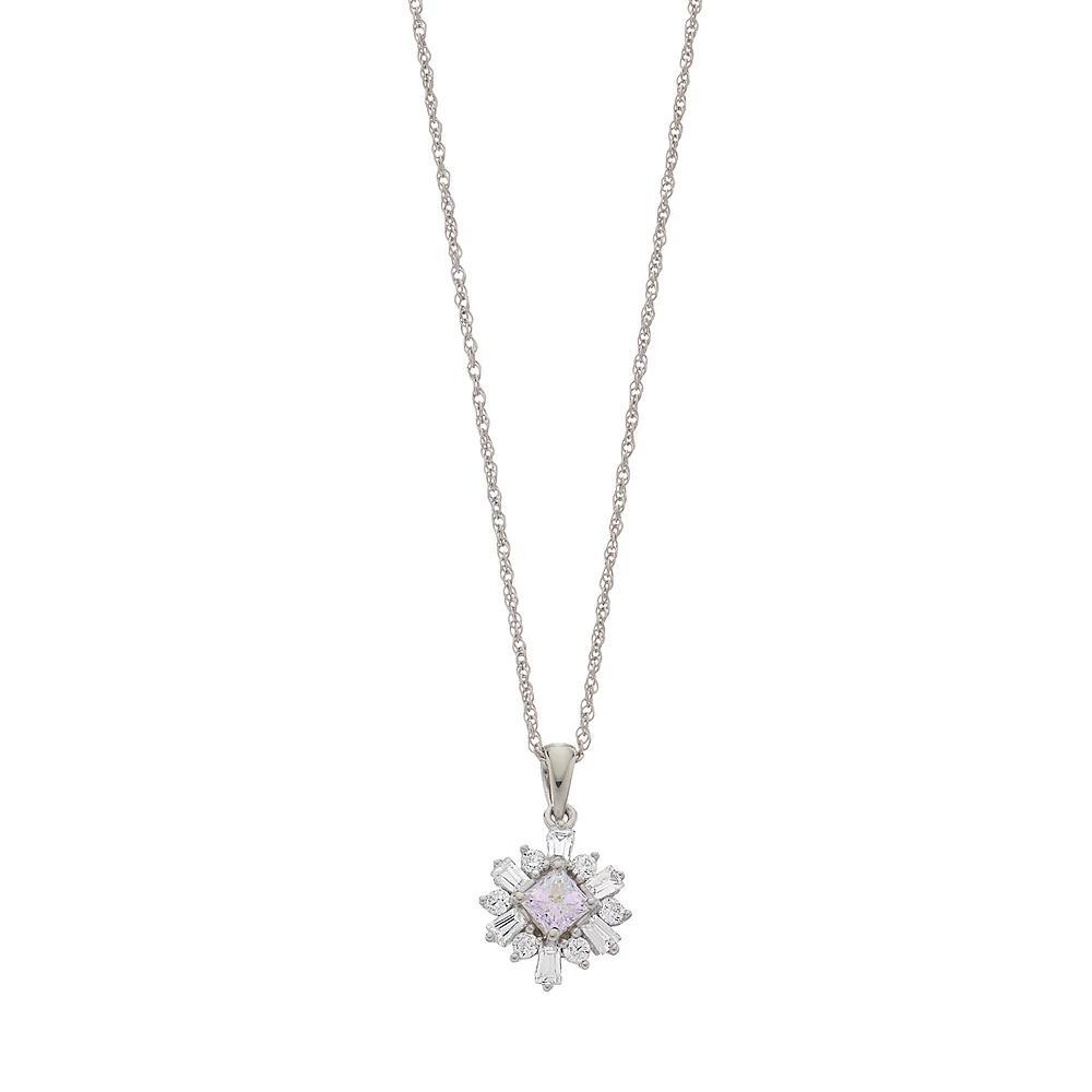 Sterling Silver Aurora Borealis & White Cubic Zirconia Snowflake Pendant Necklace, Women's, Size: 18" Product Image