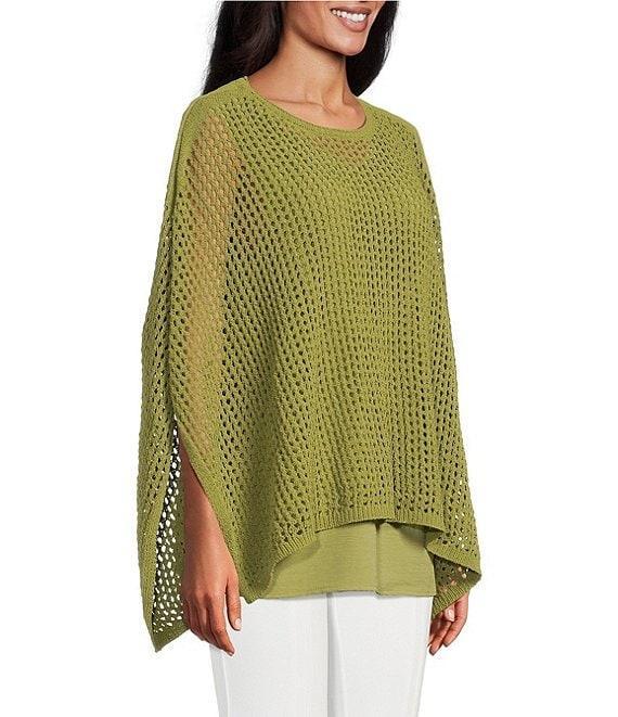Slim Factor by Investments Boat Neck 3/4 Sleeve Lined Crochet Twofer Top Product Image