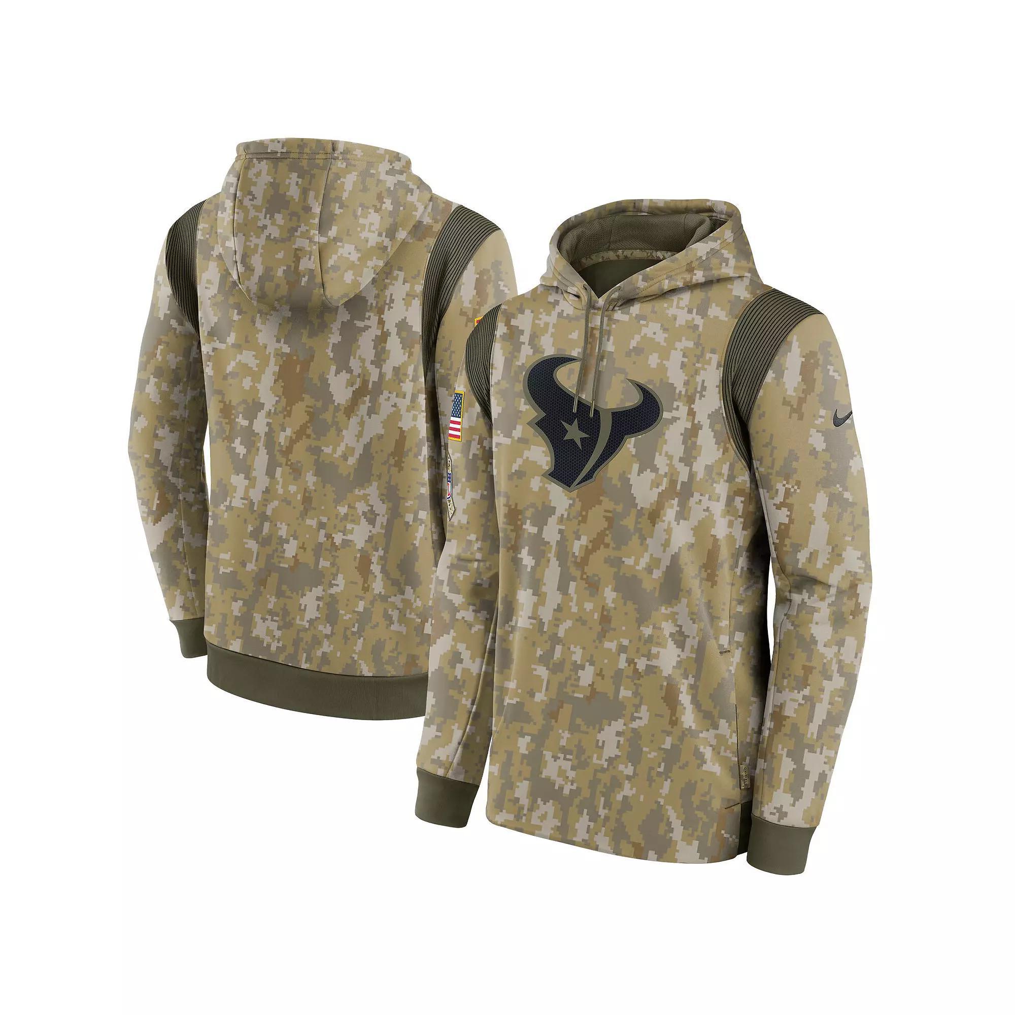 Men's Nike Camo Houston Texans Salute To Service Therma Performance Pullover Hoodie, Size: Large, Green Product Image