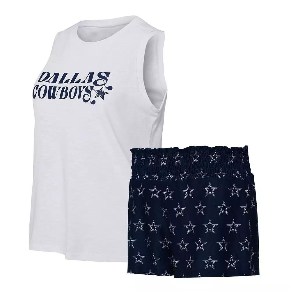 Women's Concepts Sport Navy/White Dallas Cowboys Gauge Tank Top & Shorts Sleep Set, Size: Large, Blue Product Image