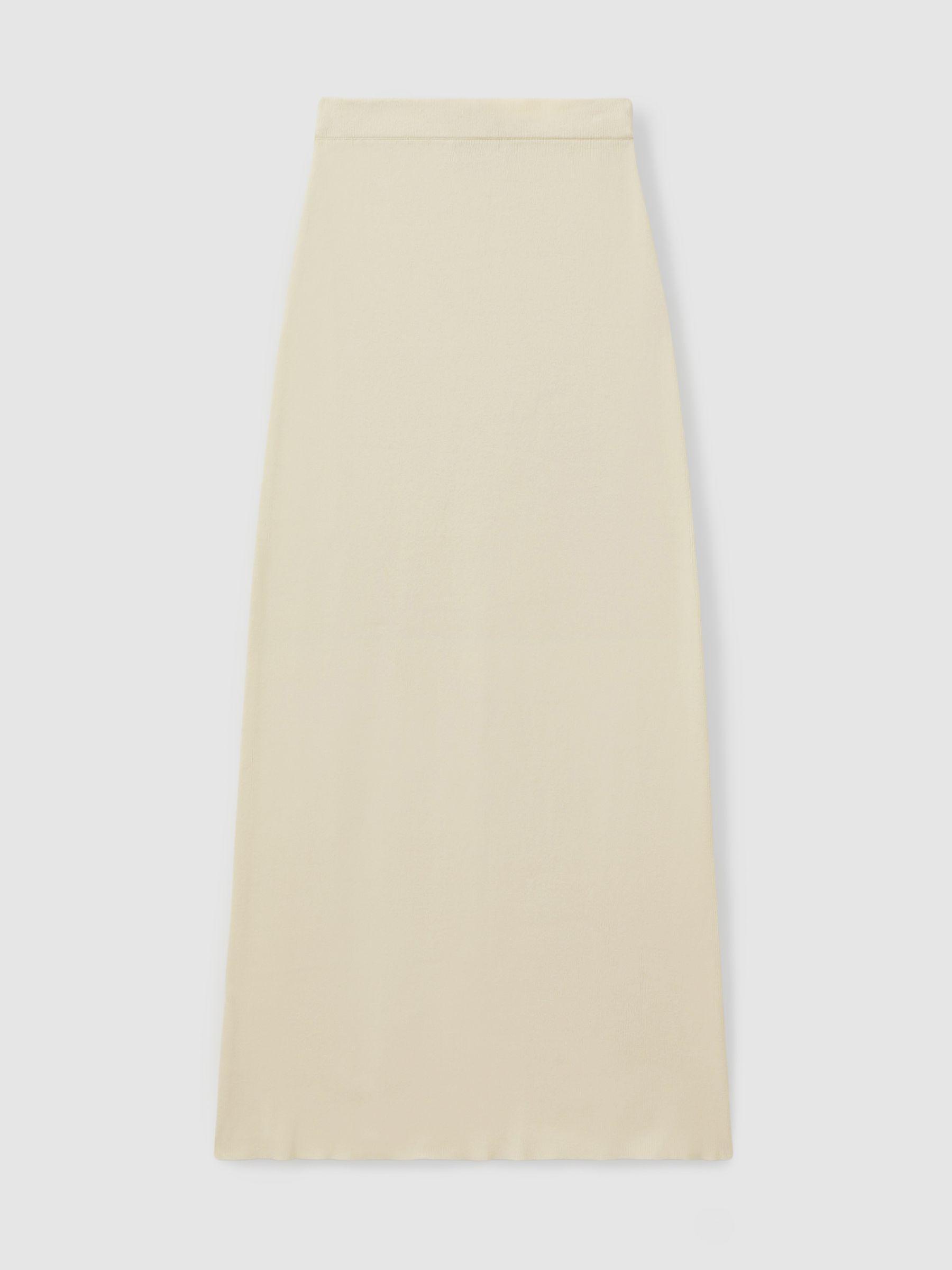 Ines White Anna Quan Knitted Cotton Midi Skirt Product Image