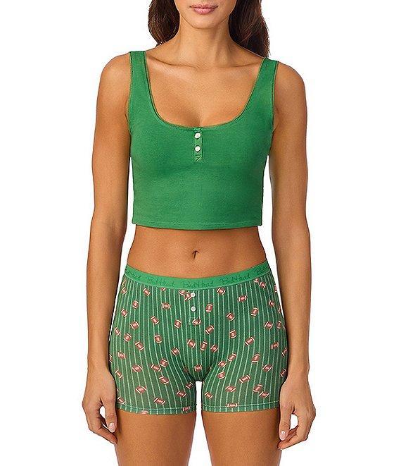 Bedhead Sleeveless Henley Knit Solid Cropped Tank Top Product Image