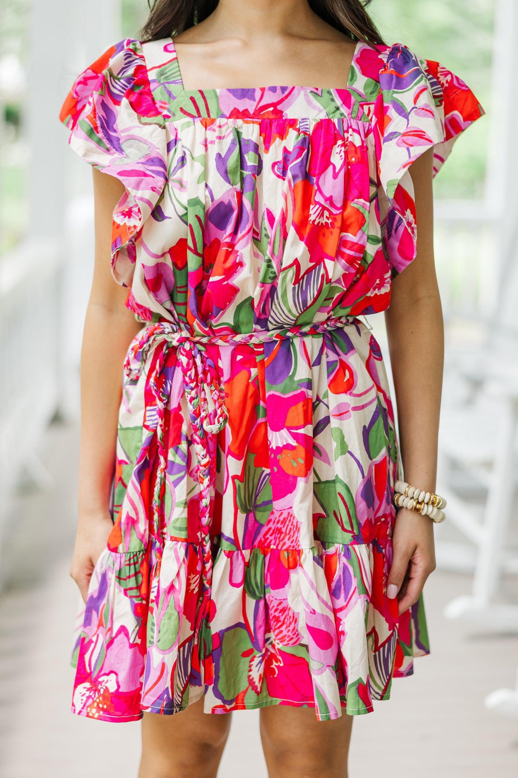 Open Your Heart Pink Floral Dress Female Product Image