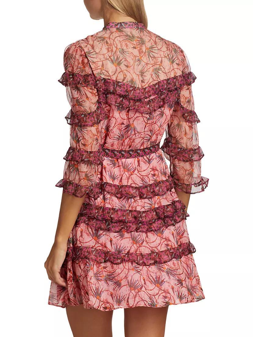 Tasha Silk Floral Ruffled Minidress Product Image