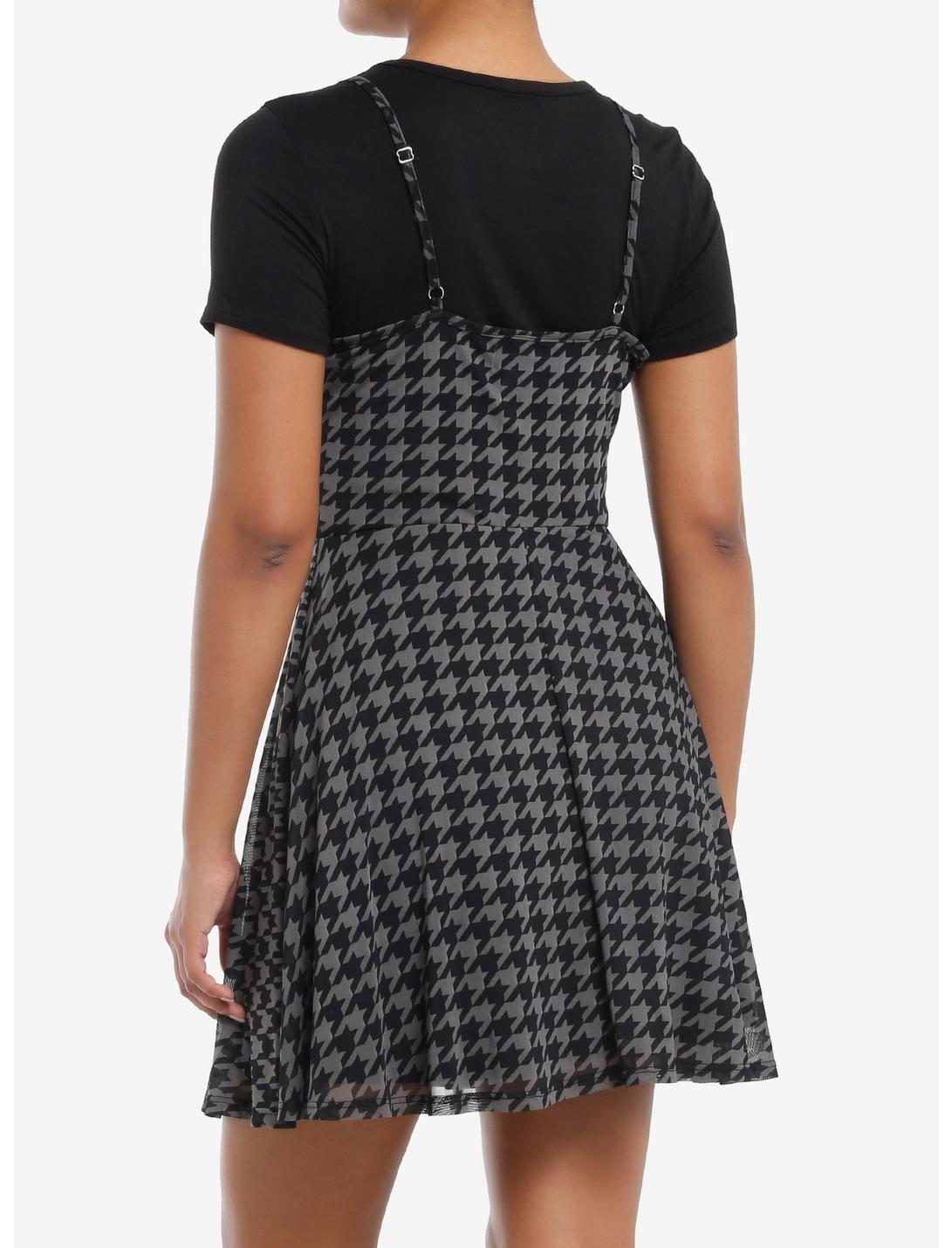 Social Collision Black & Grey Houndstooth Twofer Dress Product Image