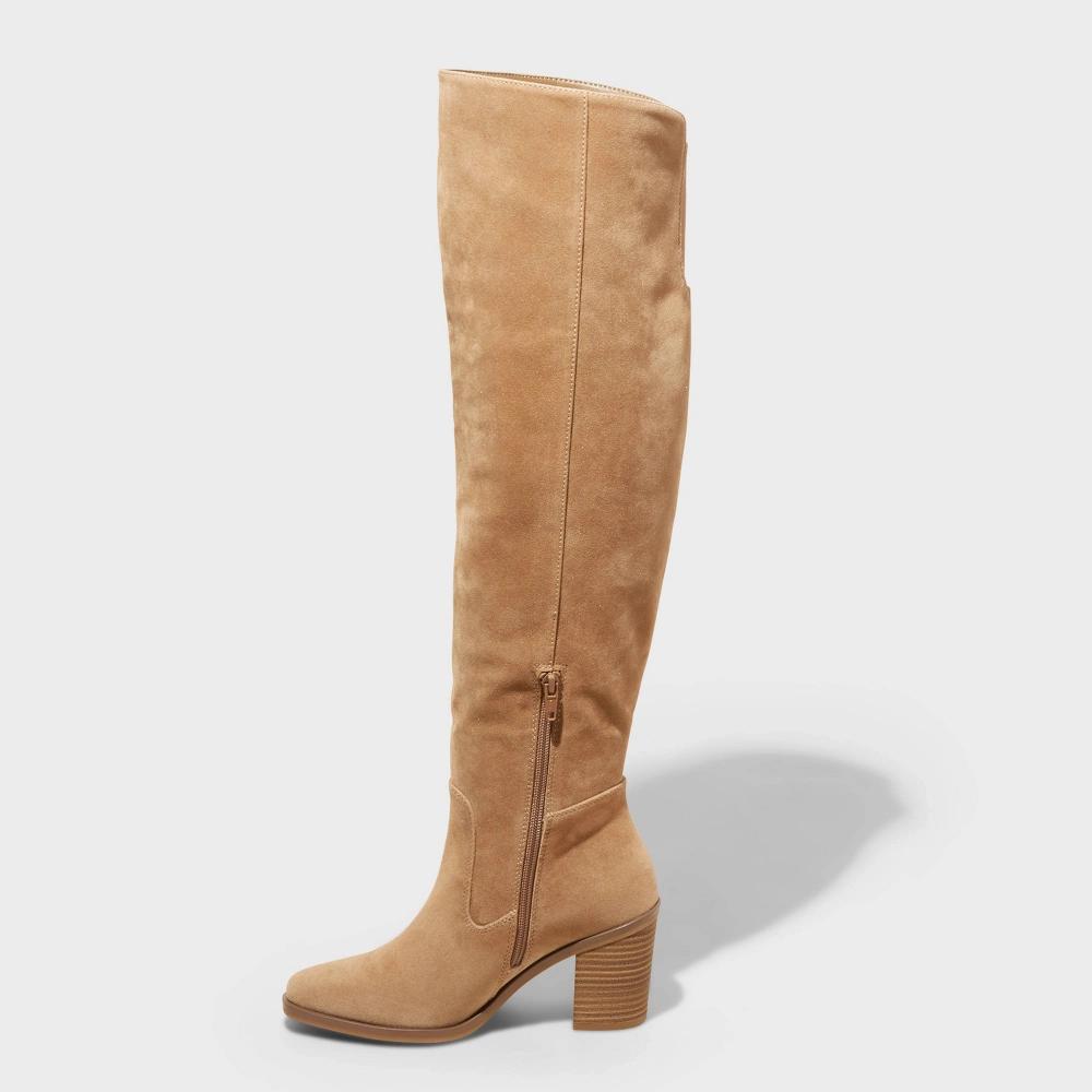 Womens May Over the Knee Scrunch Boots - Universal Thread Tan 9.5: Western Heel, Cushioned Insole, Zipper Closure Product Image