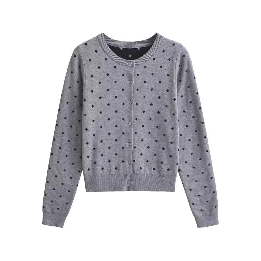 Round Neck Dotted Cardigan Product Image
