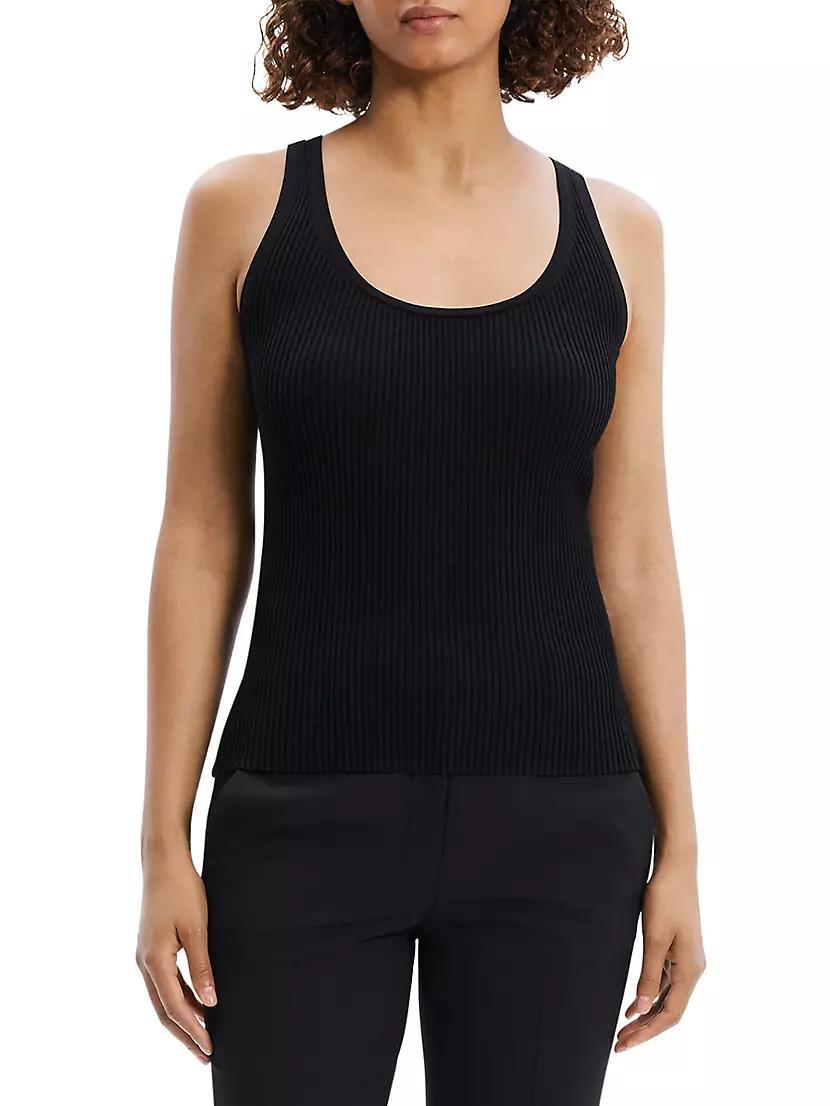 Womens Rib-Knit Scoopneck Tank Top Product Image