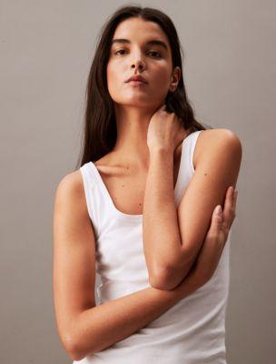 Calvin Klein Women's Soft Cotton Scoopneck Tank Top - White - S Product Image