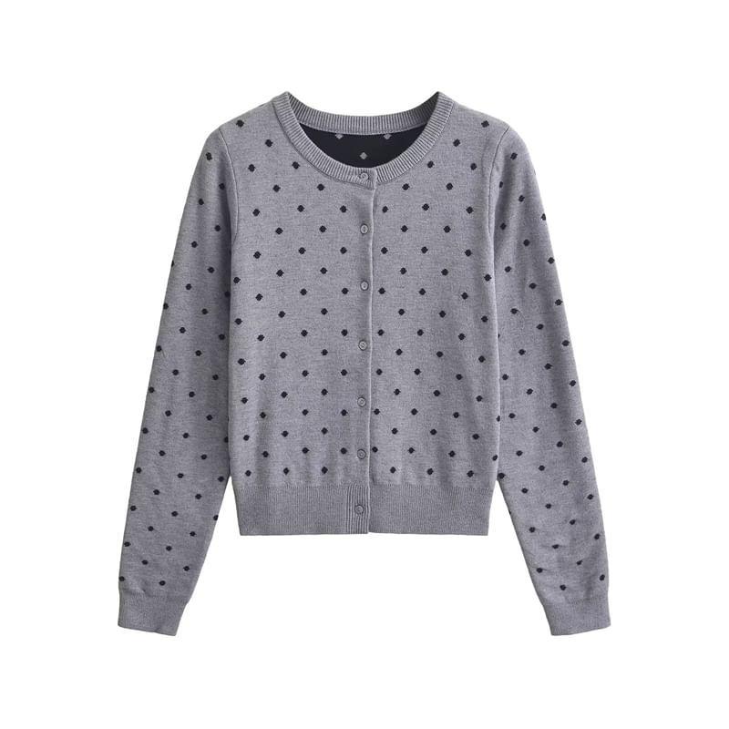 Round Neck Dotted Cardigan Product Image