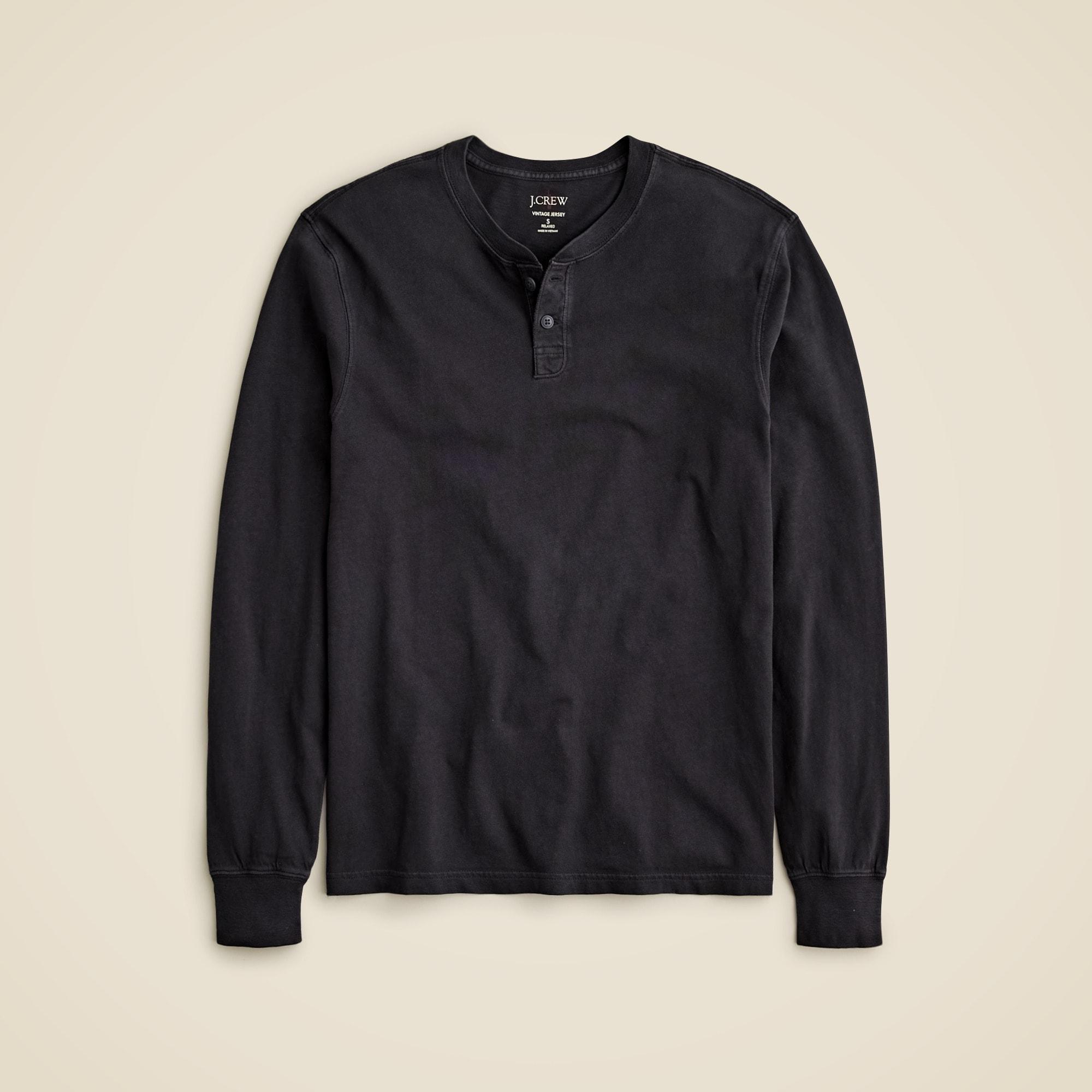 Vintage-wash cotton henley Product Image