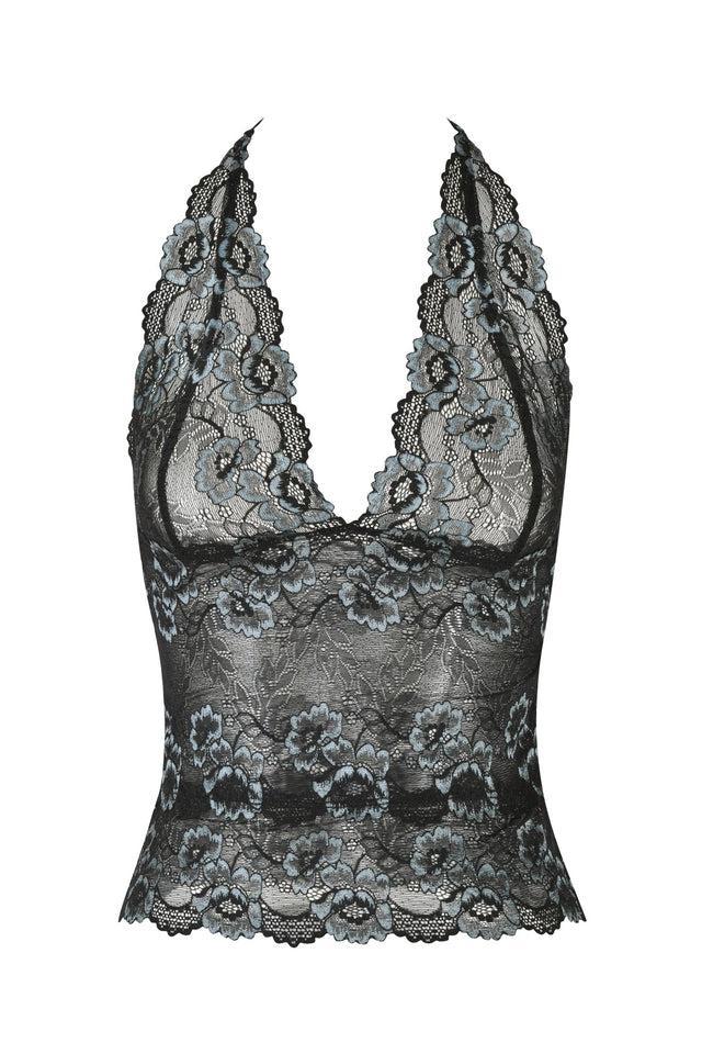 GEM HALTER TOP - BLACK : BLACK BLUE Product Image