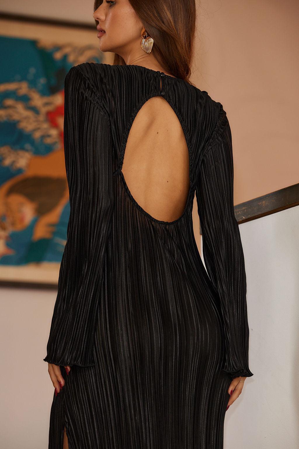 Tate Black Plisse Maxi Dress Product Image