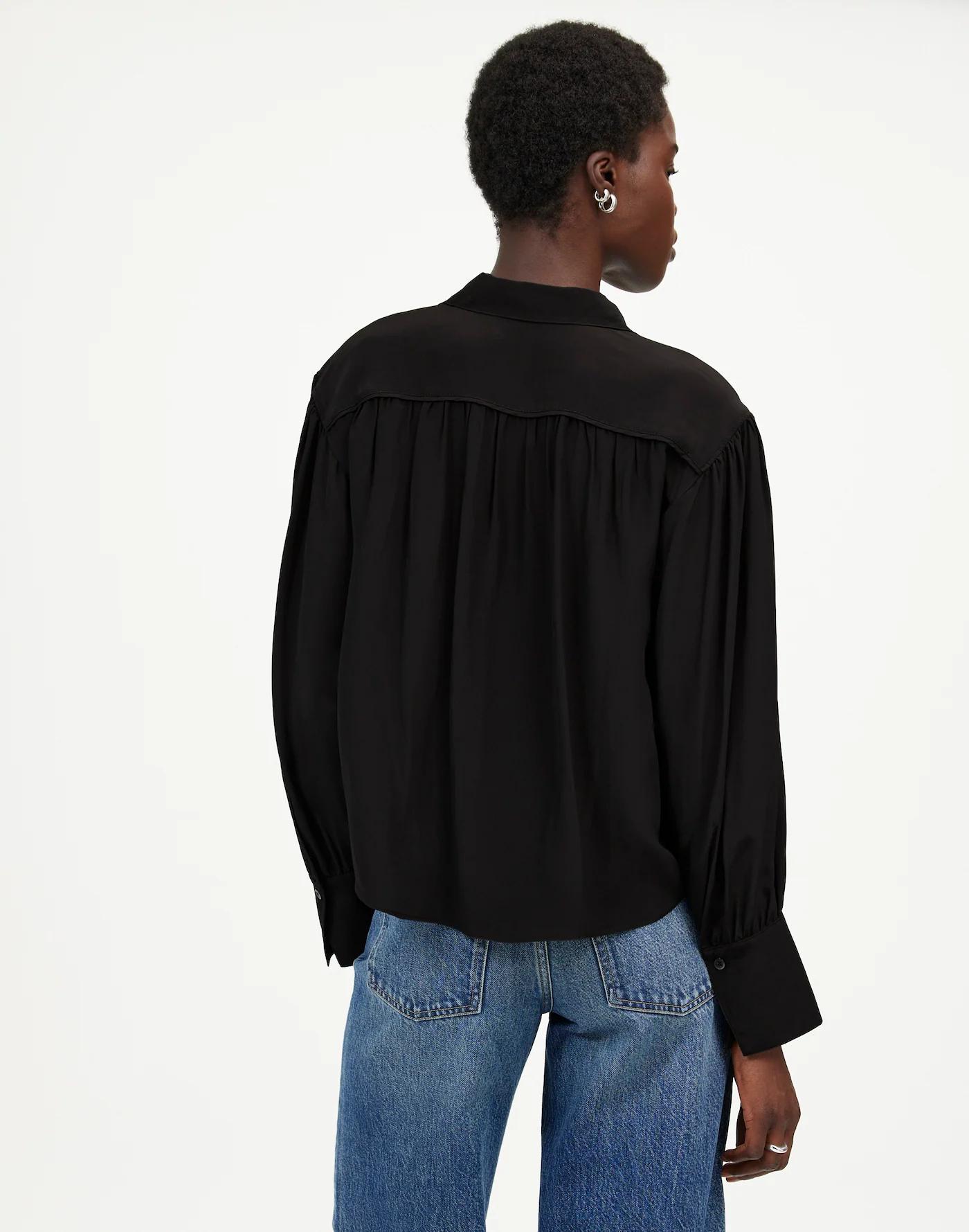 Long-Sleeve Button-Front Top Product Image