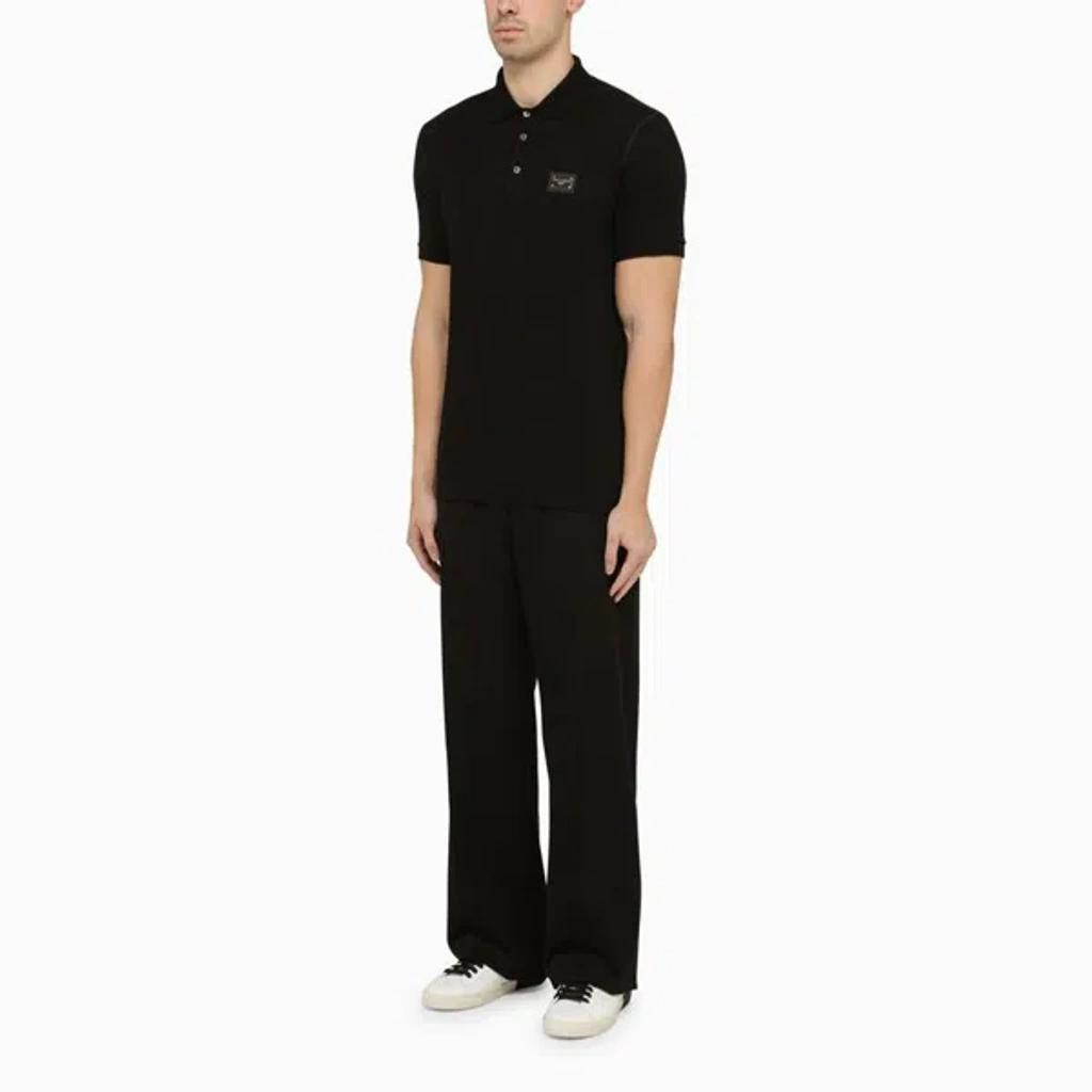 Dolce&gabbana Black Short Sleeves Polo Logo Plaque Product Image