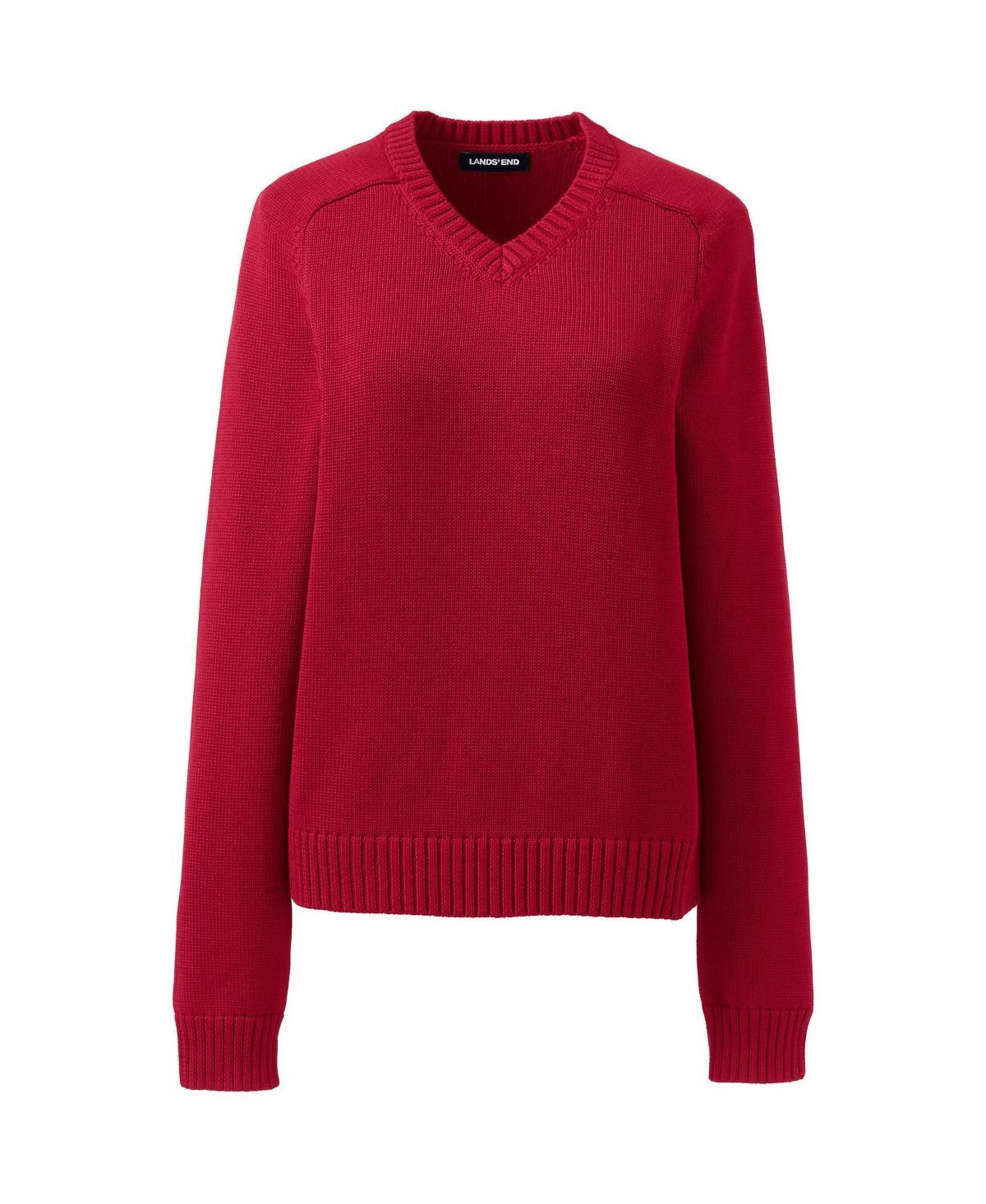 Women's Lands' End Cotton Modal V-Neck Sweater, Size: Large, Green Product Image