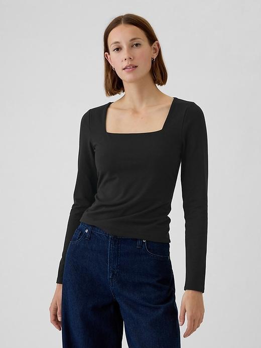 Modern Square-Neck Cropped T-Shirt Product Image