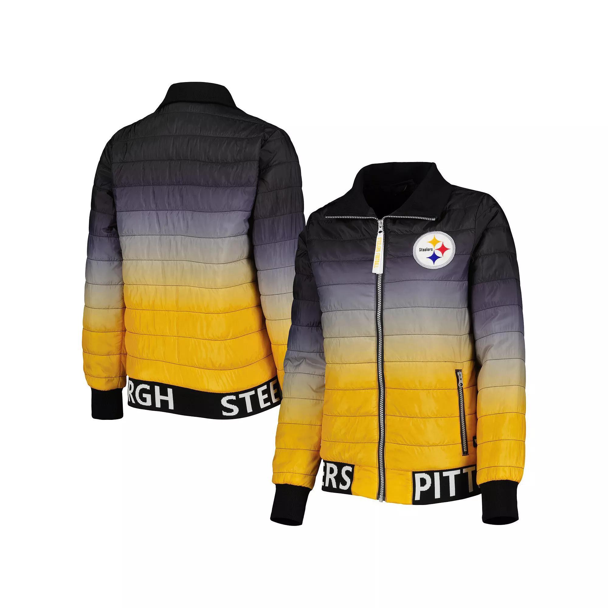 Women's The Wild Collective Black/Gold Pittsburgh Steelers Color Block Full-Zip Puffer Jacket, Size: Medium Product Image