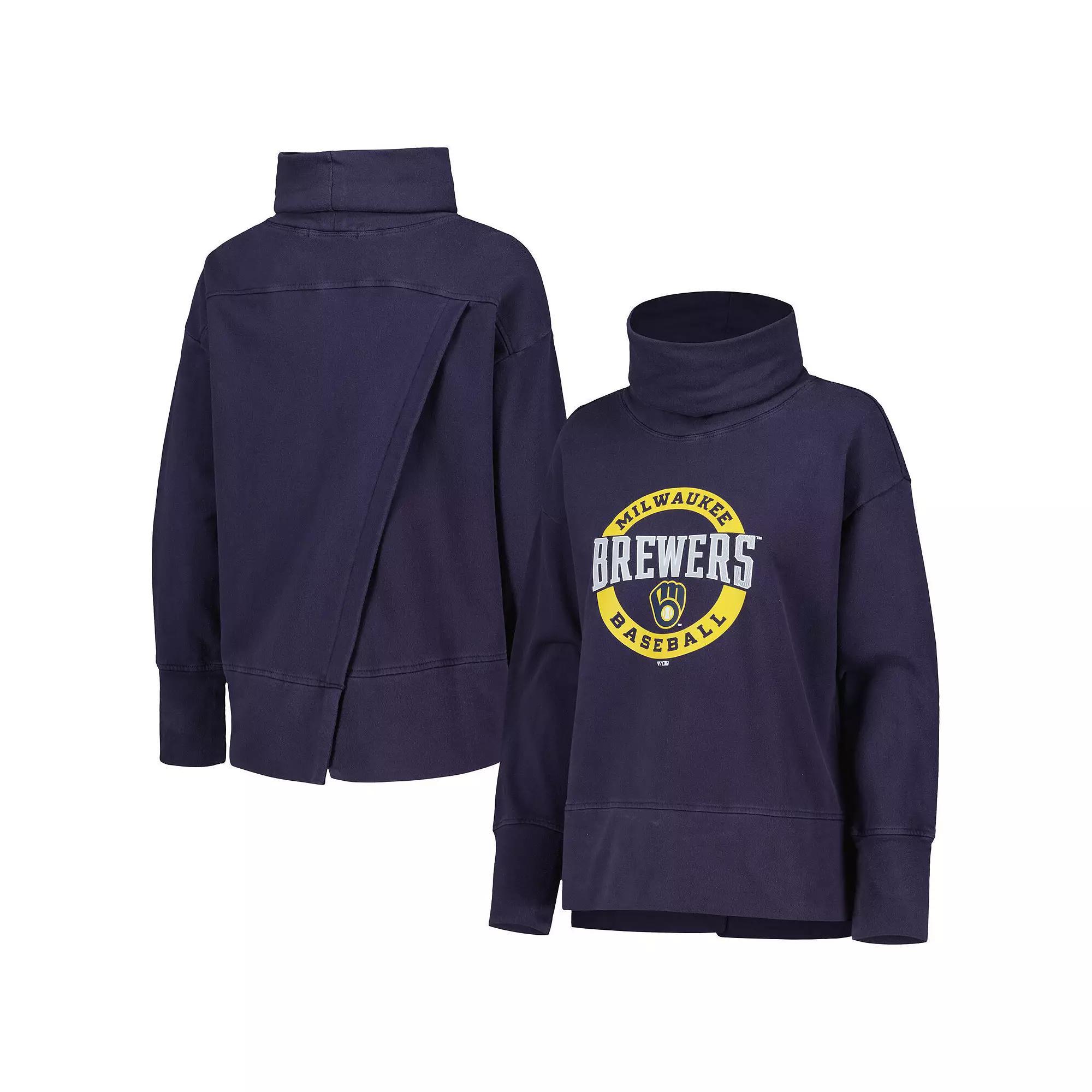 Women's Levelwear Navy Milwaukee Brewers Sunset Farm Team Pullover Sweatshirt, Size: Medium, Blue Product Image