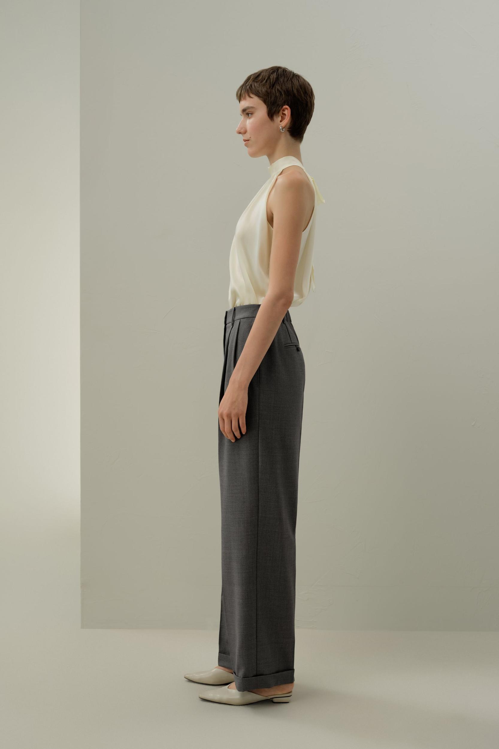 Wool-Silk Straight Leg Pants Product Image