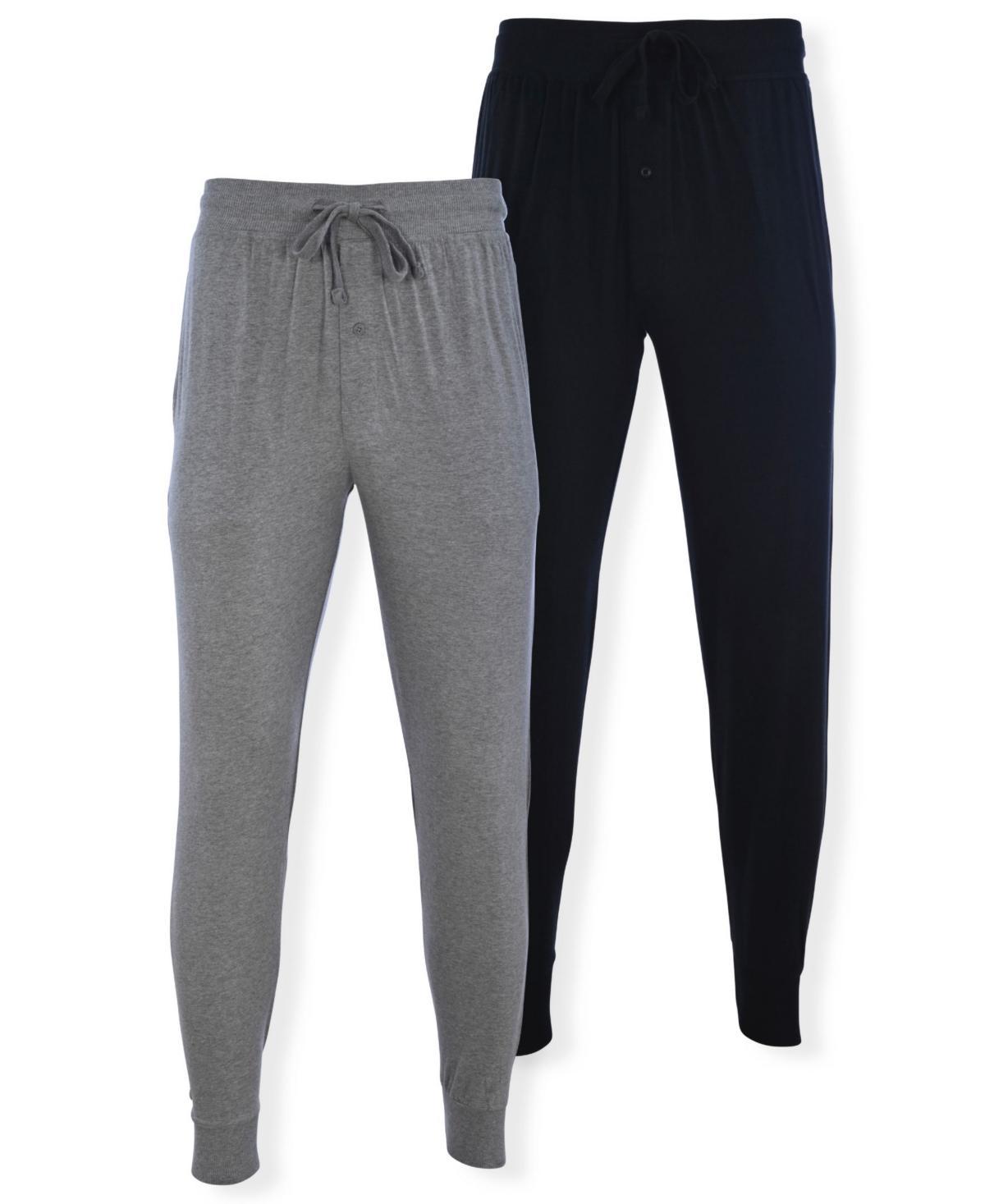 Big & Tall Hanes Modern-Fit Jersey Banded Bottom Pajama Pants, Mens Black Gray Grey Product Image
