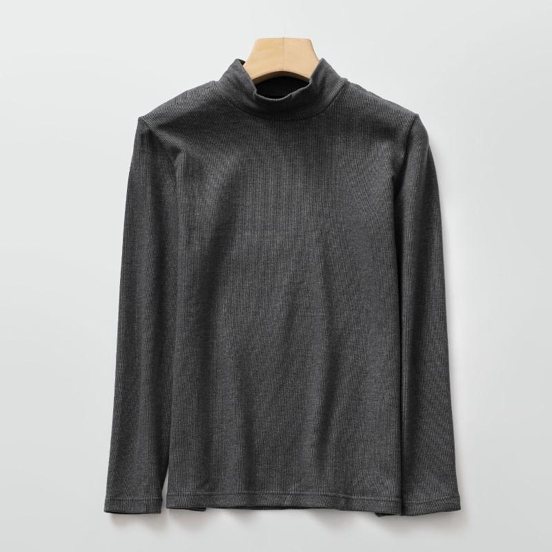 Long Sleeve Mock Neck Plain Top Product Image