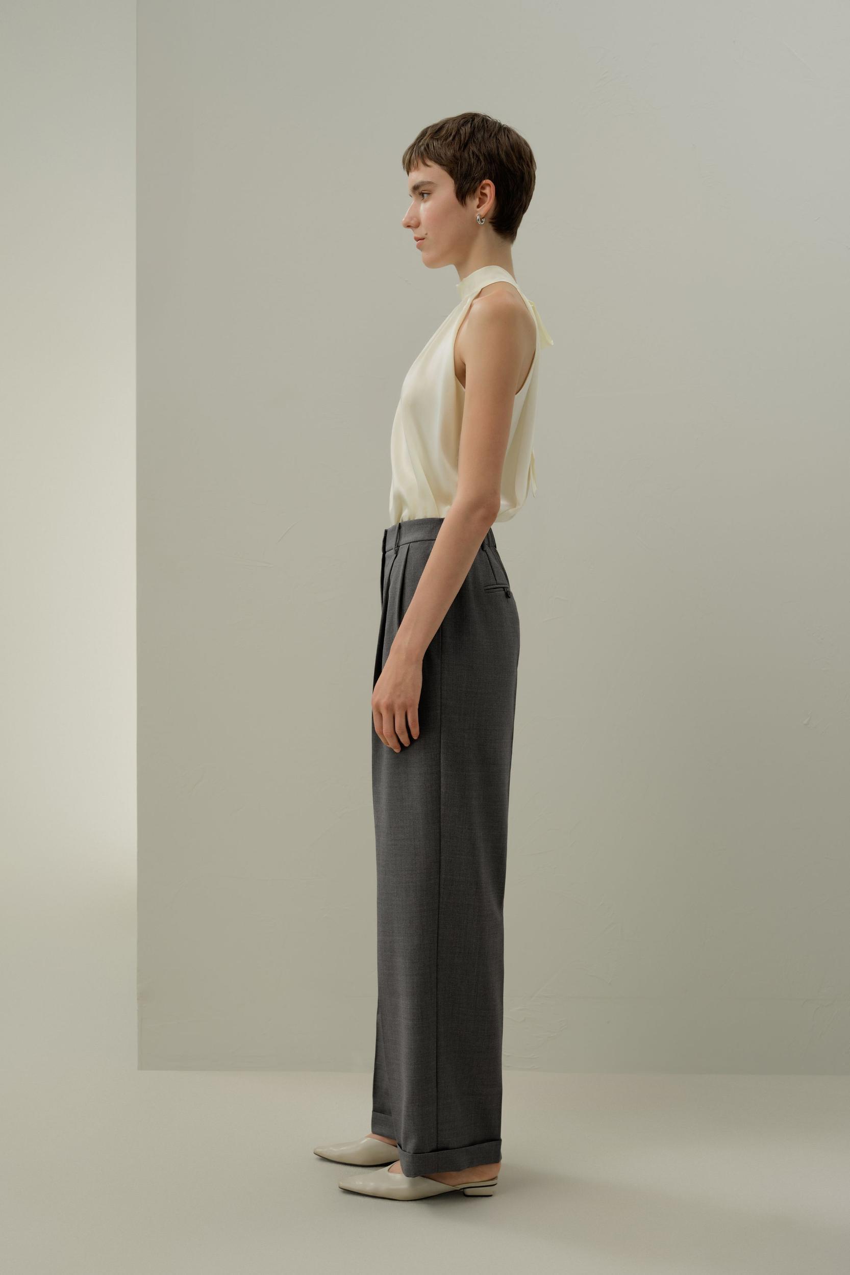 Wool-Silk Straight Leg Pants Product Image