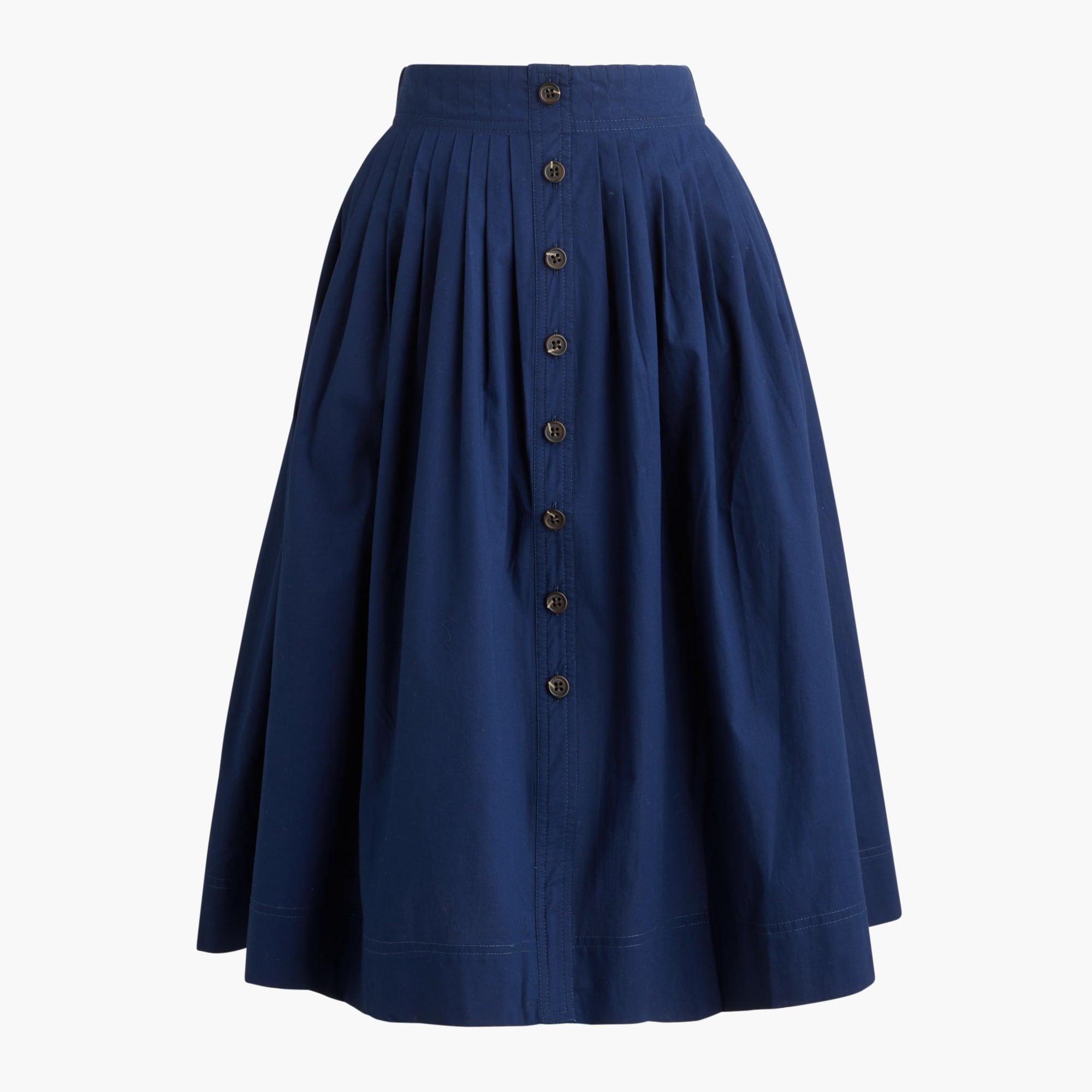 Pleated button-front midi skirt Product Image