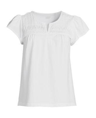 Women's Lands' End Lightweight Jersey Top, Size: Large, White Purple Product Image