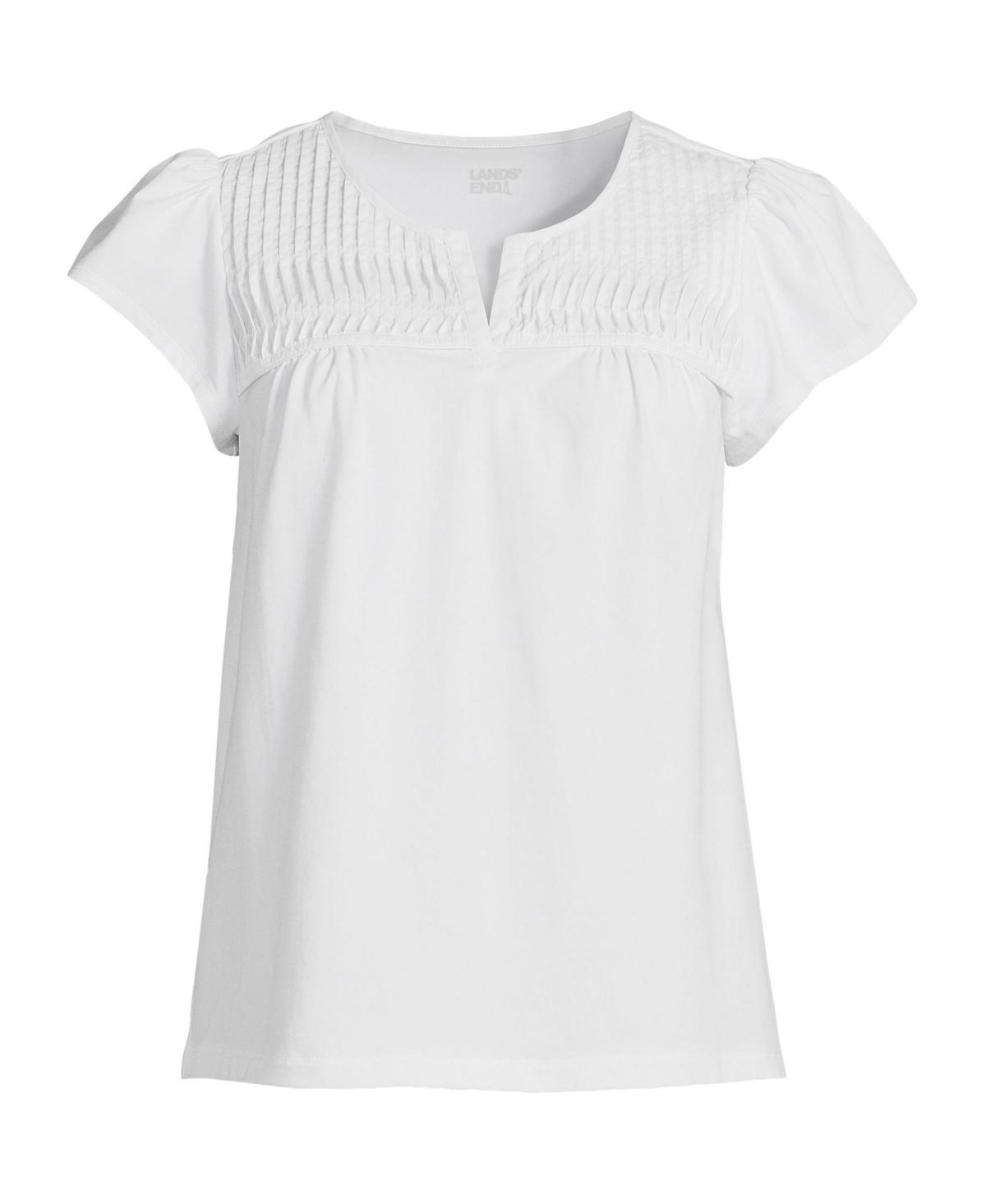 Women's Lands' End Lightweight Jersey Top, Size: Large, White Purple Product Image