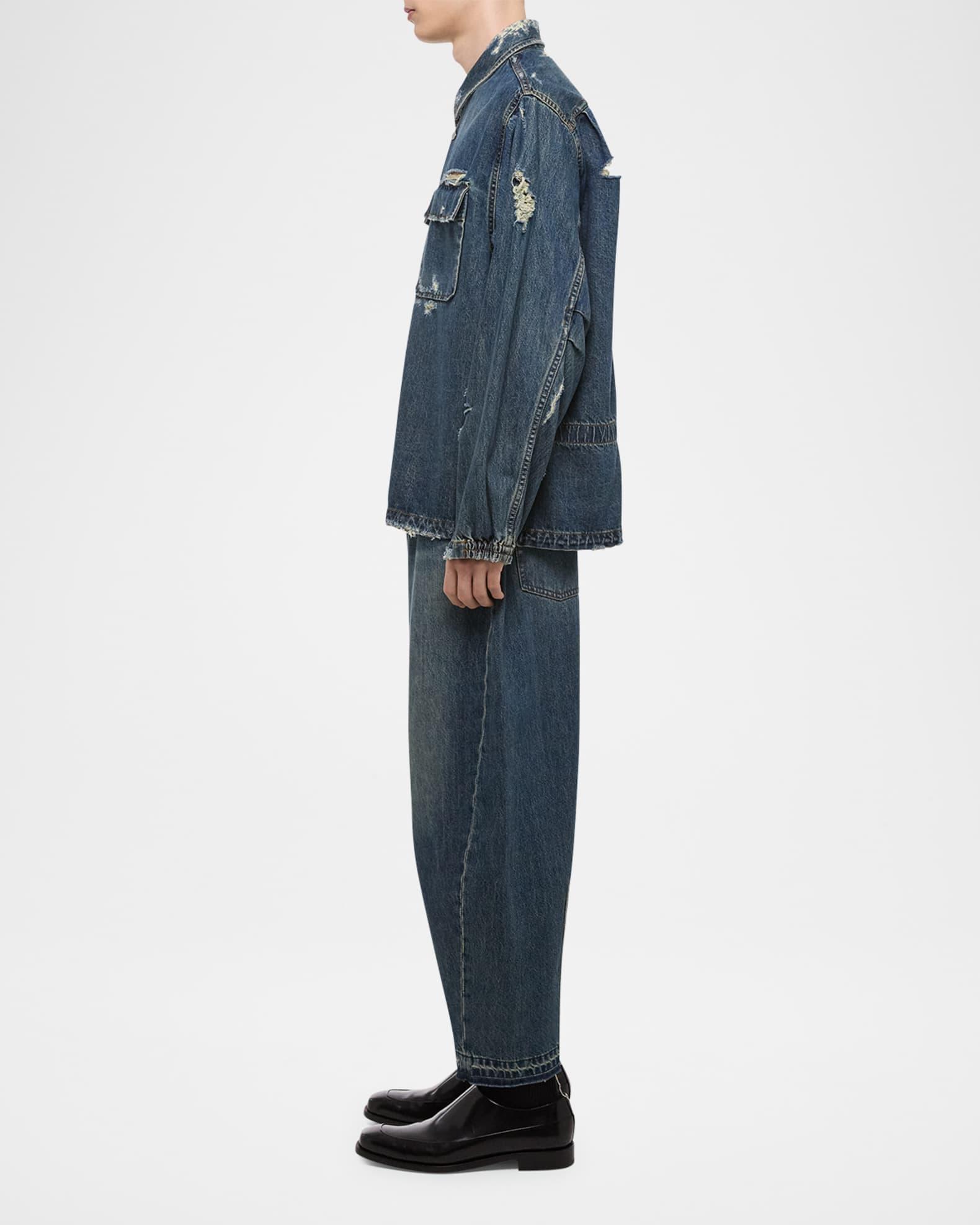 Men's Distressed Denim Uniform Shirt Product Image