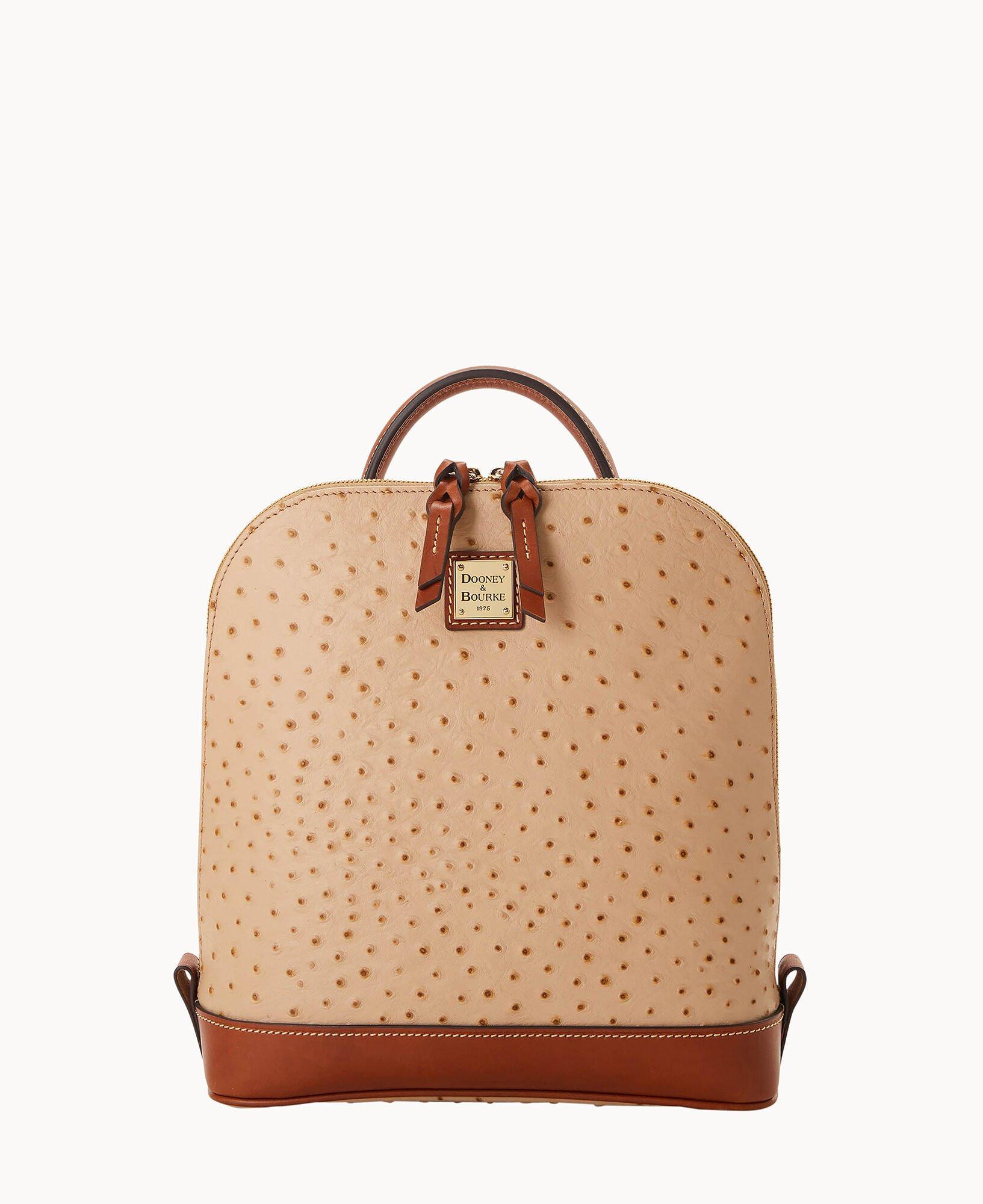 Dooney & Bourke Womens Ostrich Pod Leather Backpack in Sand Product Image