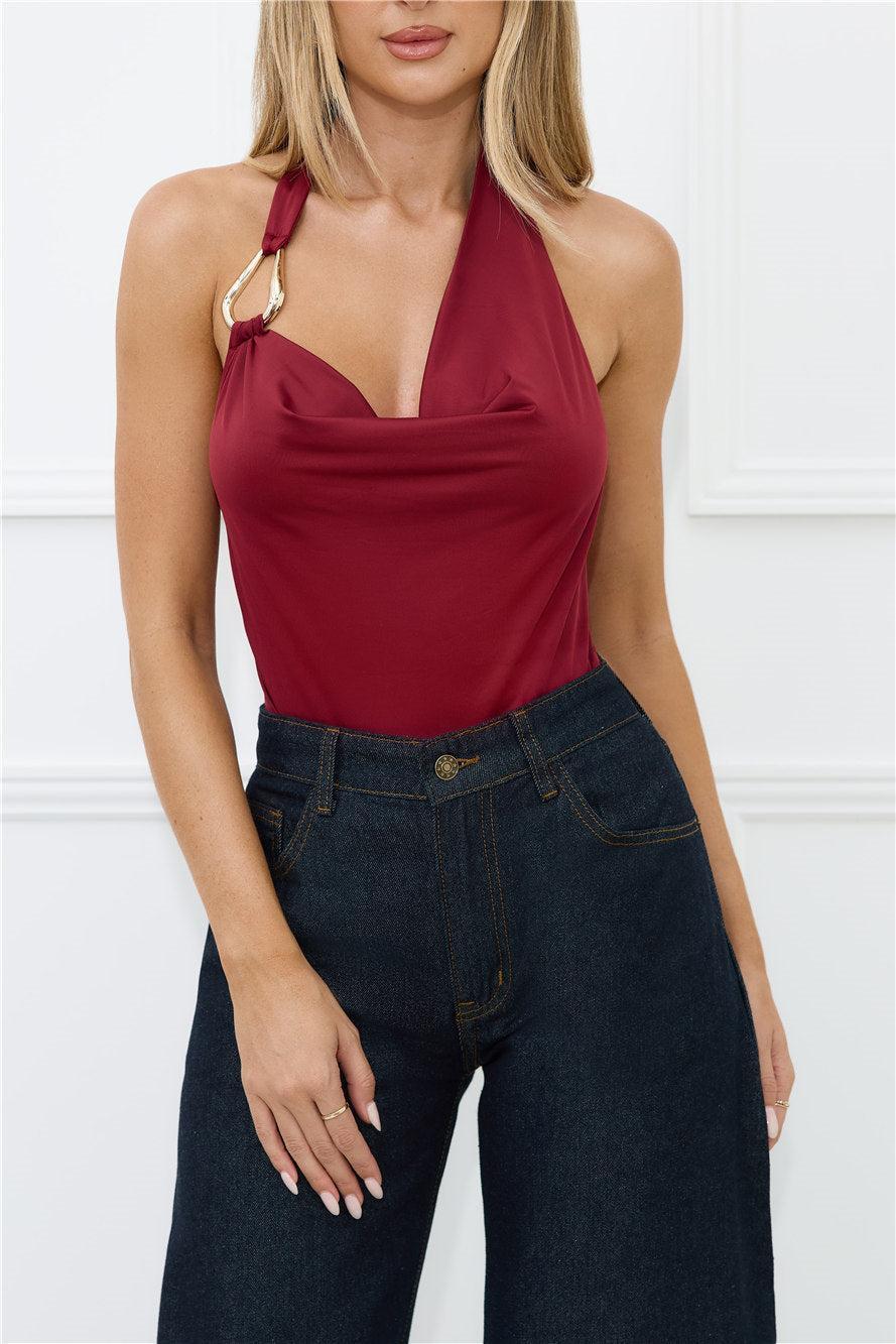 Electric Temptation Halter Top Wine Product Image