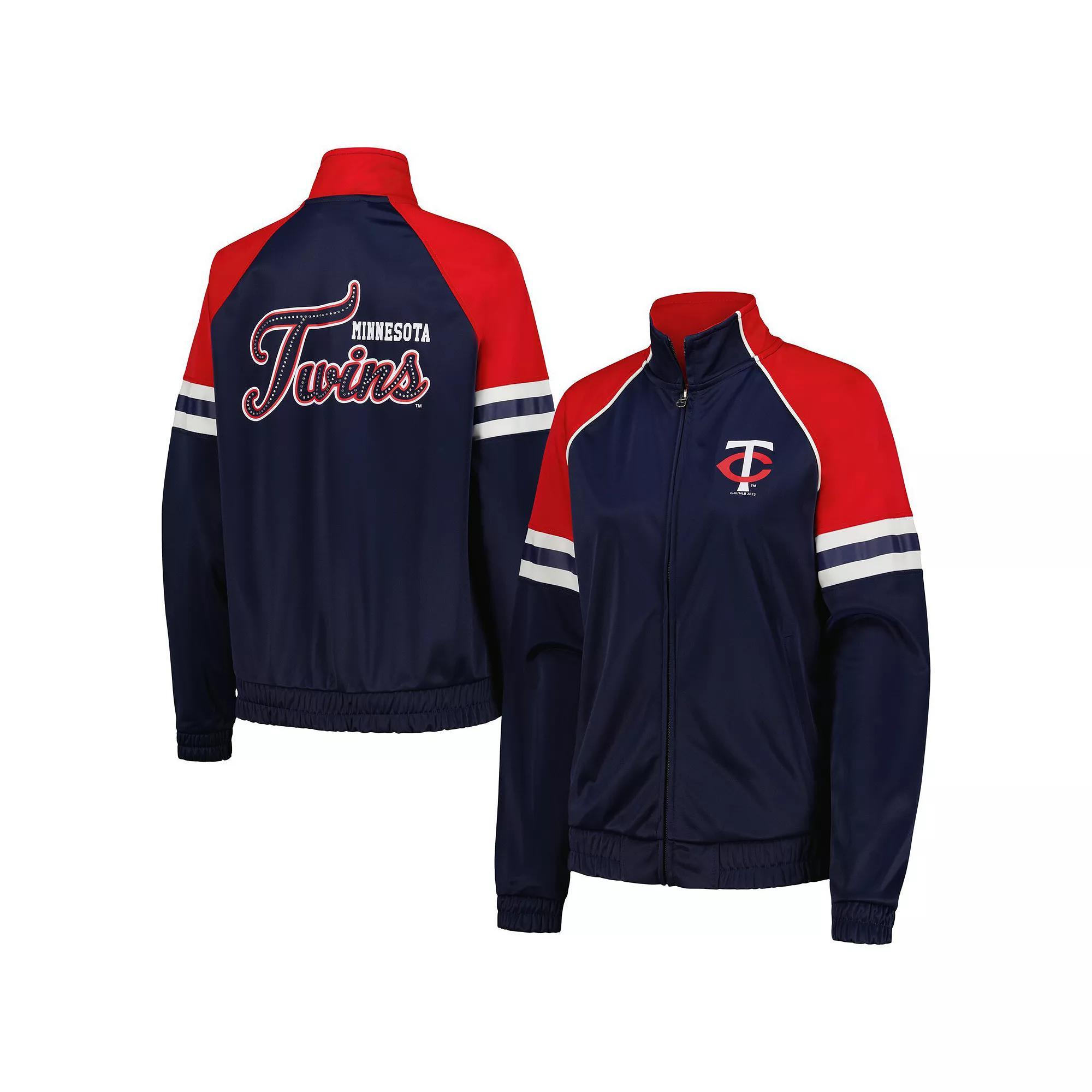 Women's G-III 4Her by Carl Banks Navy Minnesota Twins First Place Raglan Full-Zip Track Jacket, Size: Medium, Blue Product Image