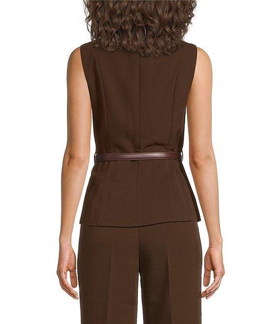 Lucy Paris Anna Woven Scoop Neck Sleeveless Belted Button Front Vest Product Image