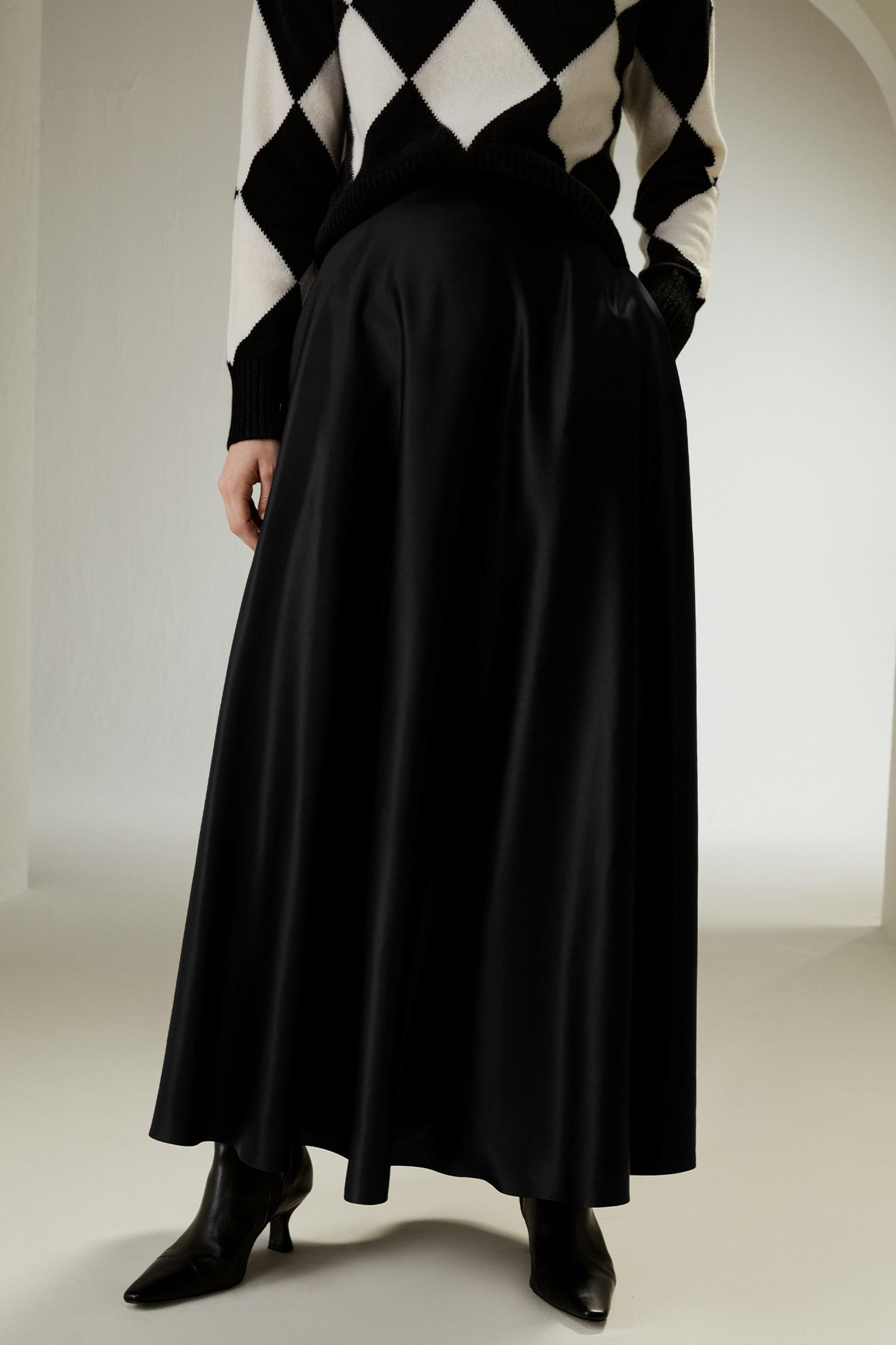 A-Line Silk Maxi Skirt Product Image