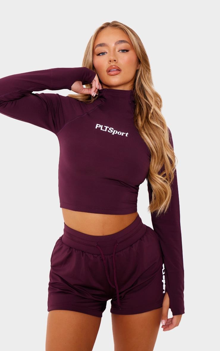 Burgundy Soft Touch High Neck Gym Top Product Image