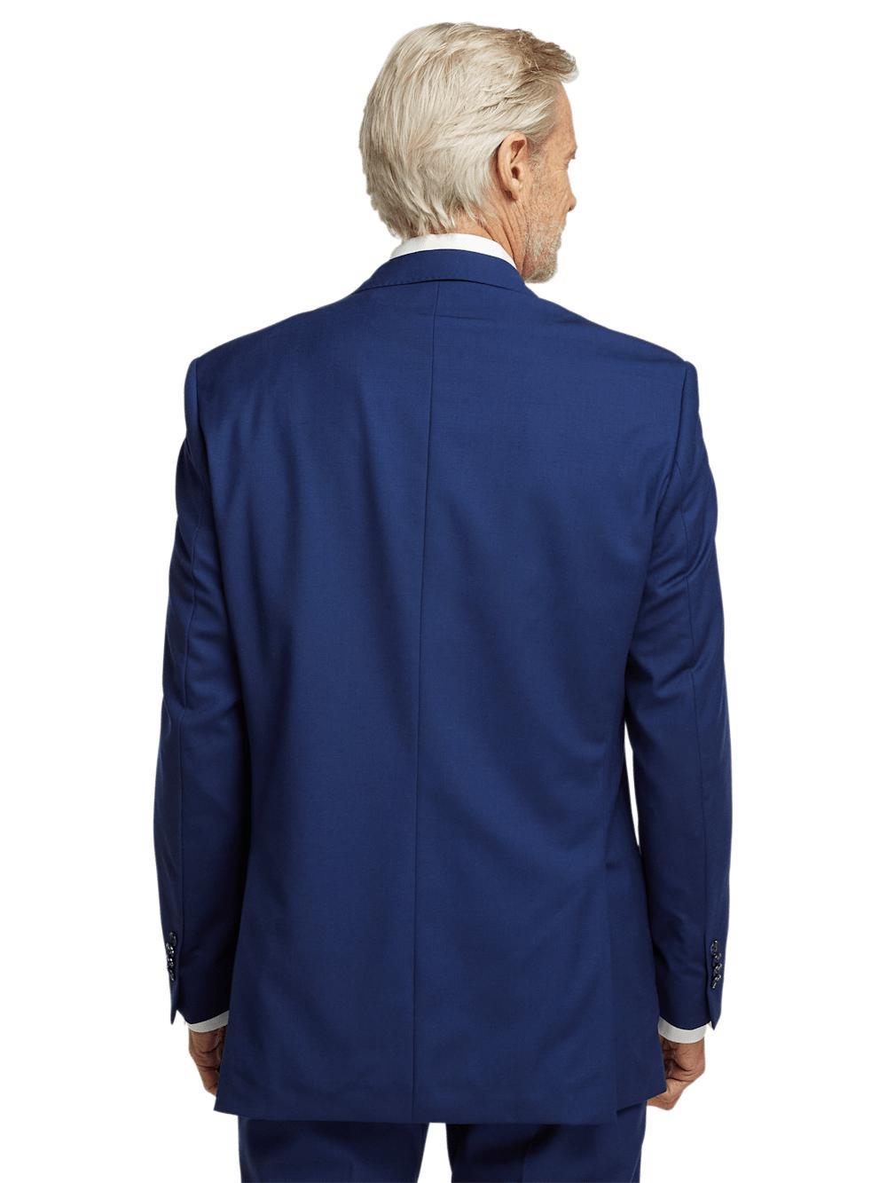 Wool Stretch Bengaline Single Breasted Peak Lapel Suit - Blue Product Image