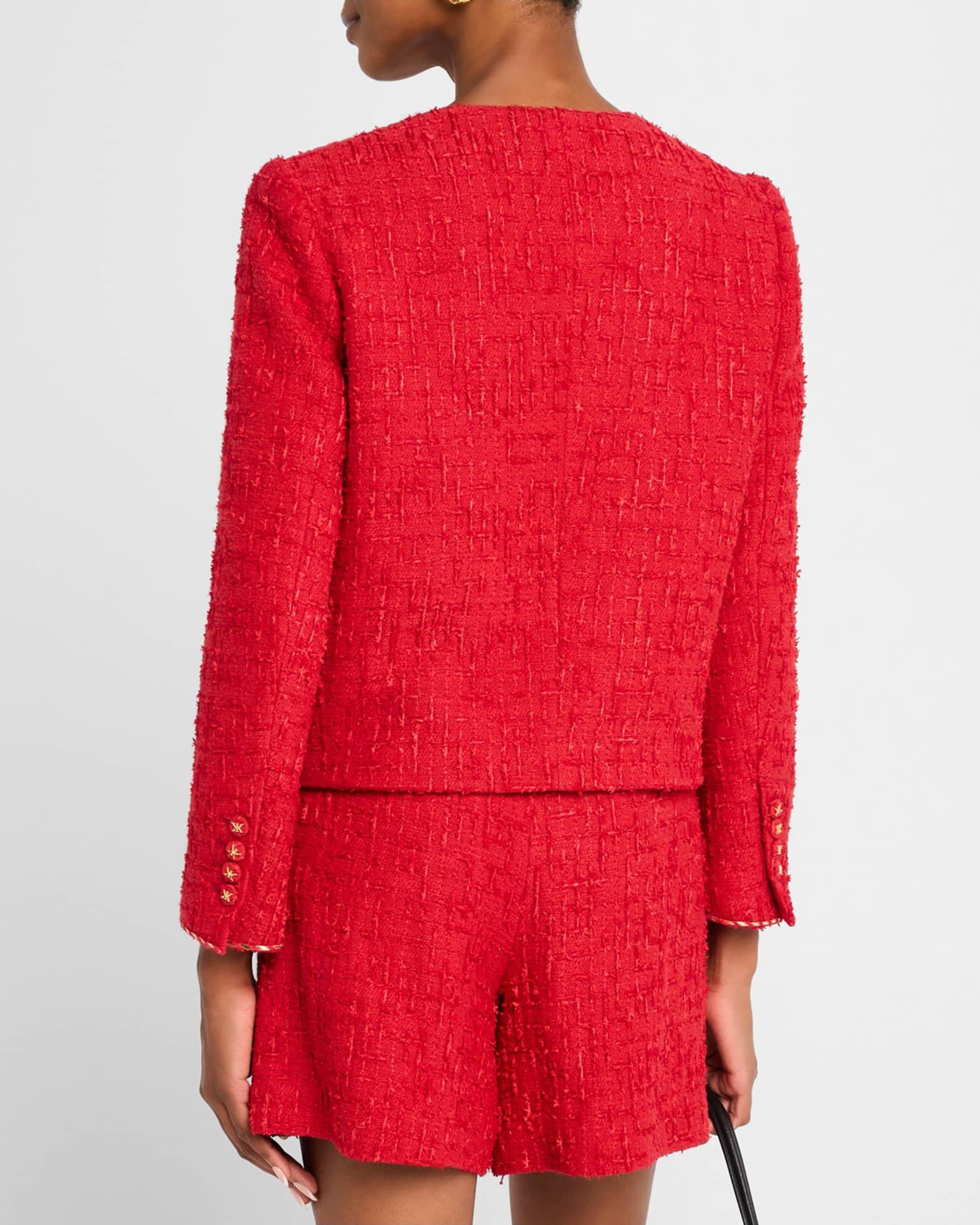 Clara Metallic-Trim Textured Tweed Jacket Product Image