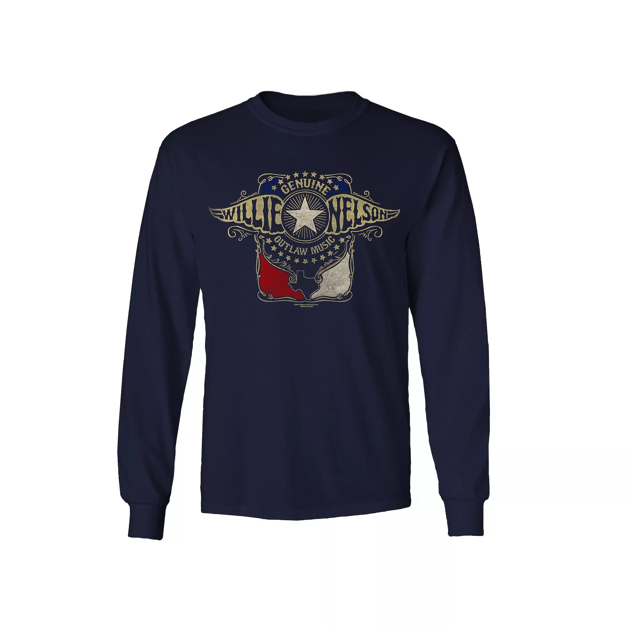 Men's Willie Nelson Outlaw Wings Long Sleeve Tee, Size: Medium, Blue Product Image