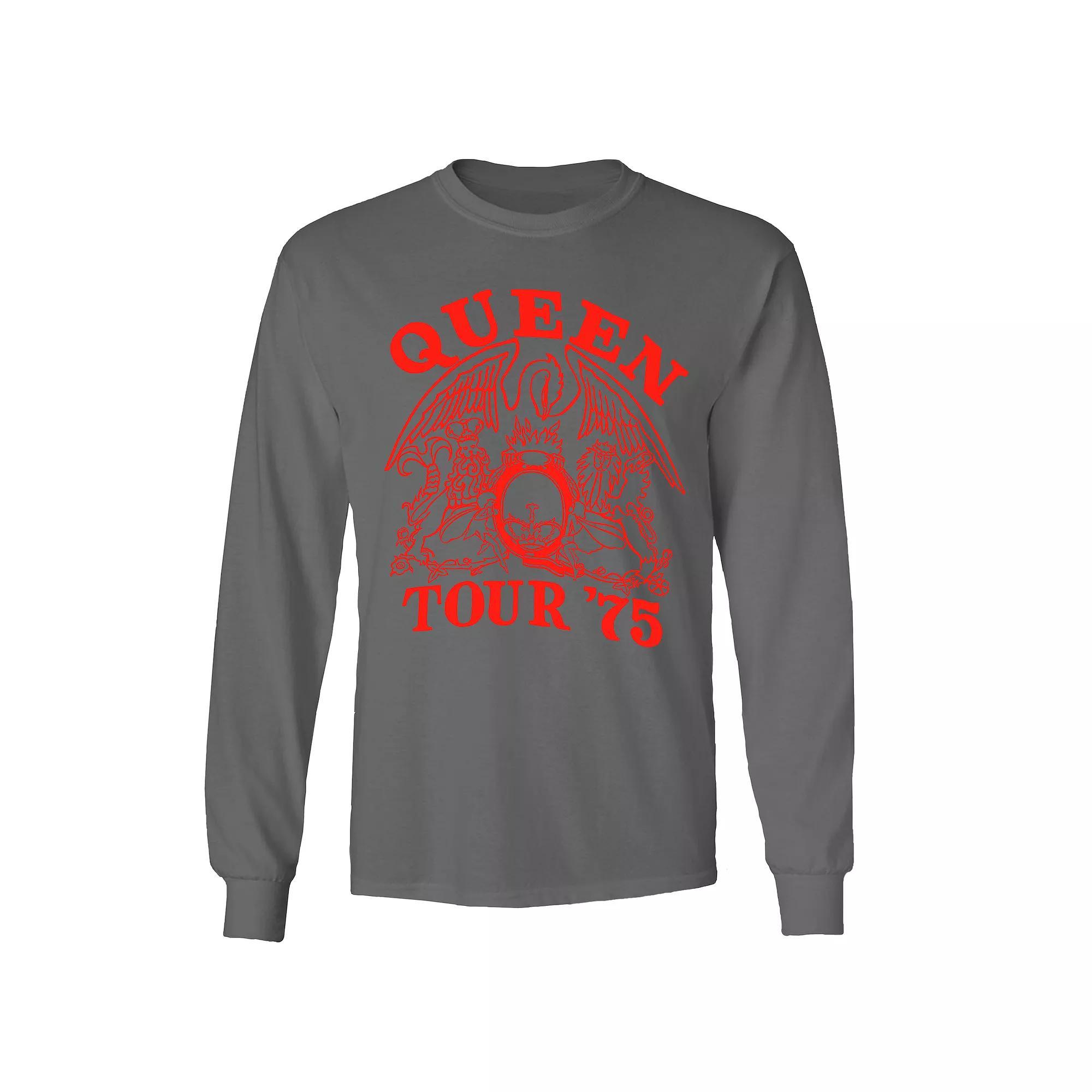 Men's Queen Tour 75 Crest Long Sleeve, Size: Medium, Grey Product Image