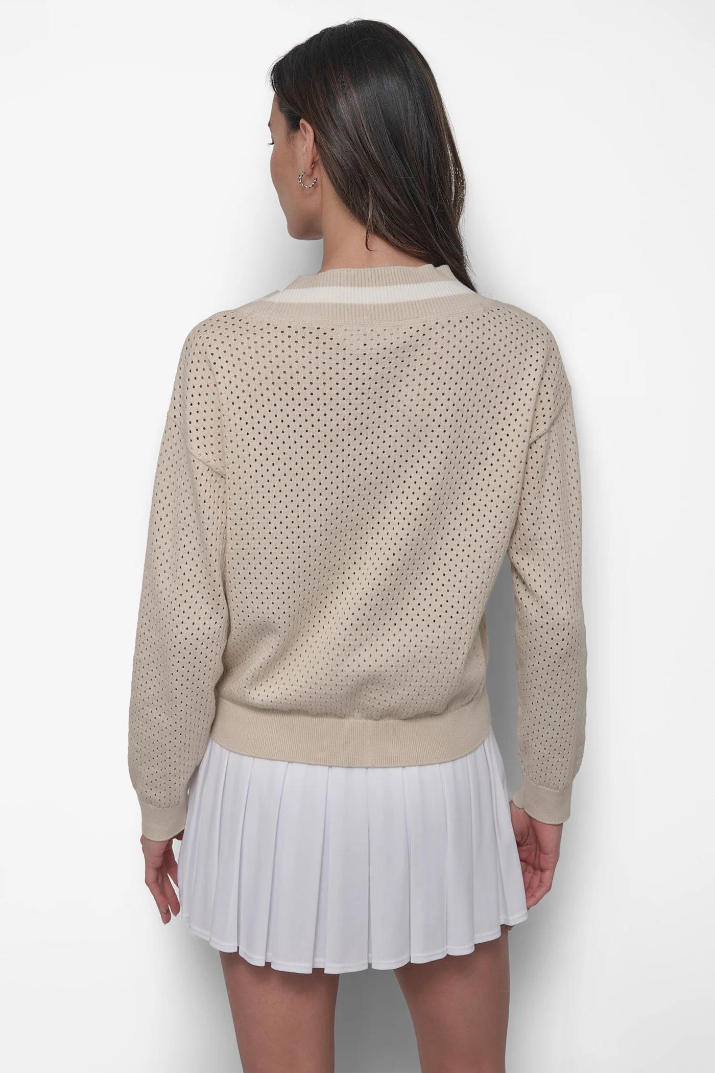 STRIPED SPORT MESH POINTELLE SWEATER Product Image